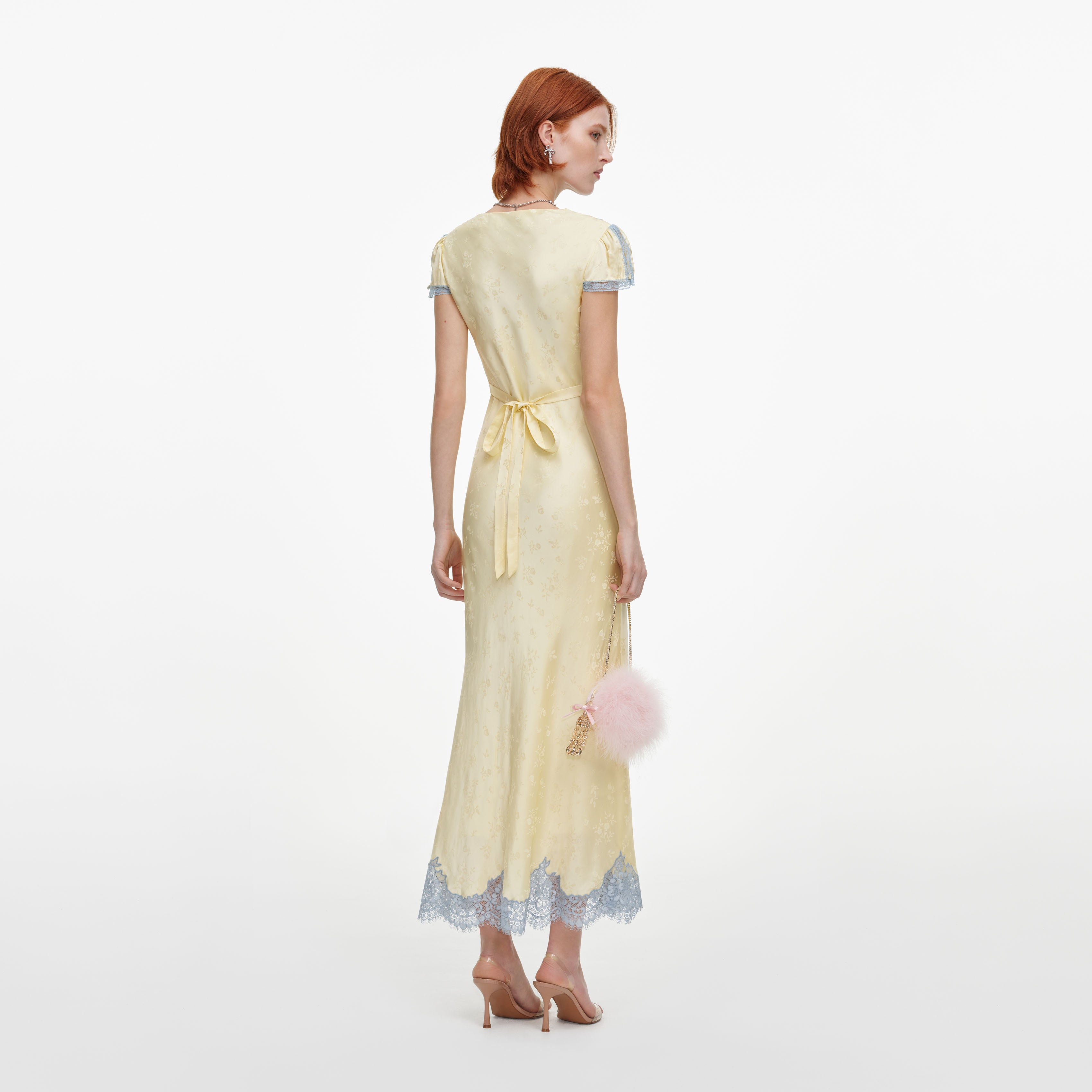 Self Portrait Yellow Viscose Lace Midikleid Gelb Spitze