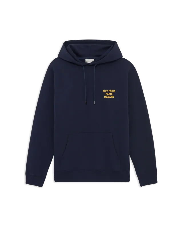 Drôle De Monsieur Bold Slogan Hoodie Hoodie Navy Baumwolle