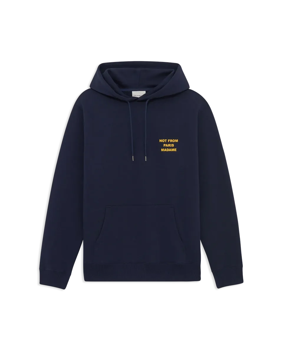 Drôle De Monsieur Bold Slogan Hoodie Hoodie Navy Baumwolle
