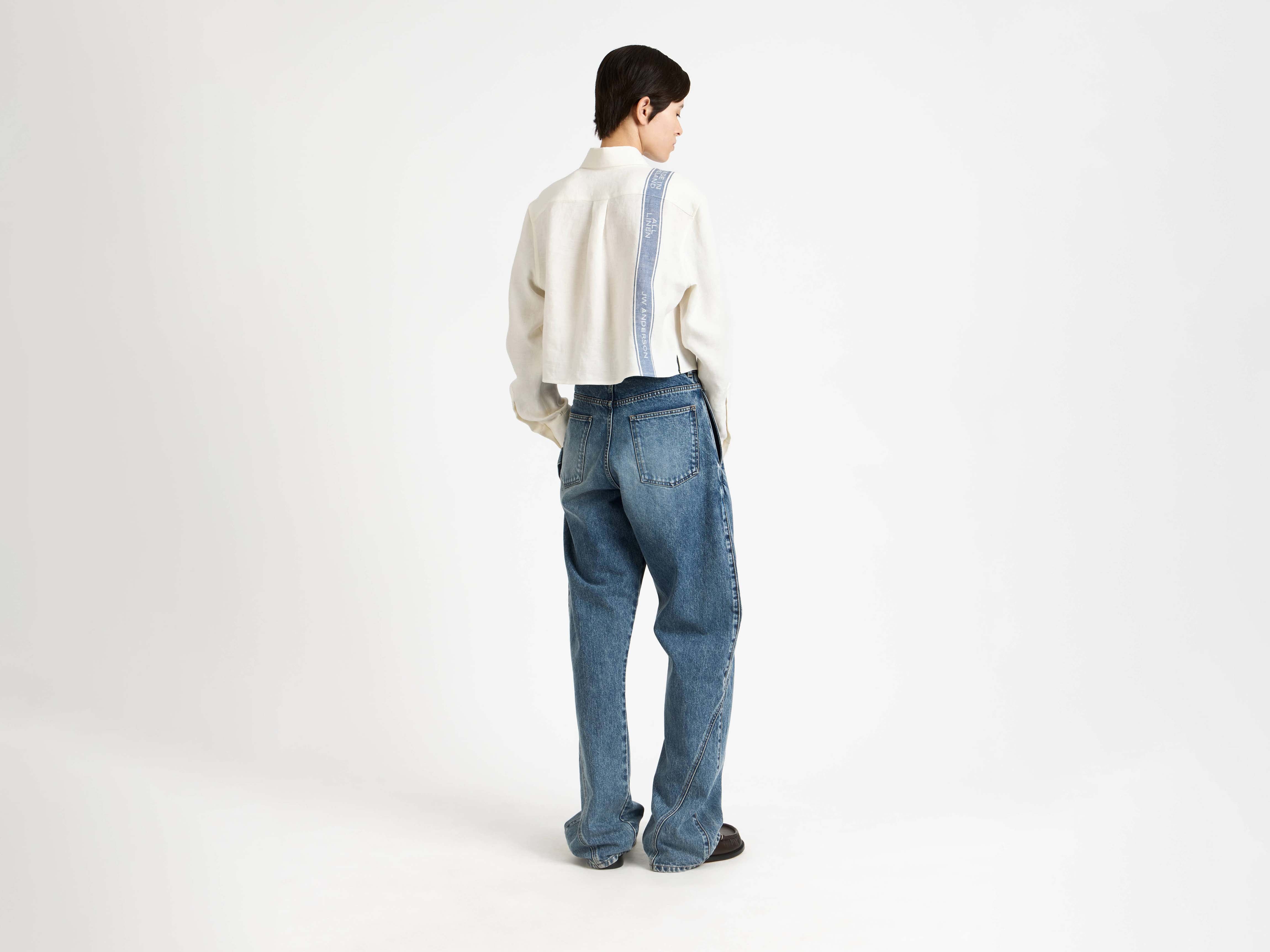 J.W.Anderson Shirts Cropped Shirt weiss-blau Leinen