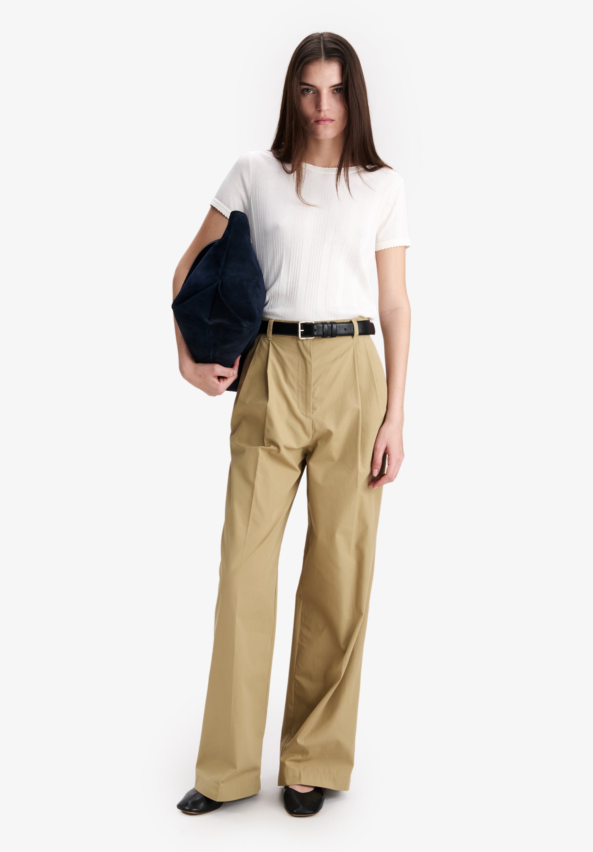 A.P.C. geripptes weisses T-Shirt Bio-Baumwolle