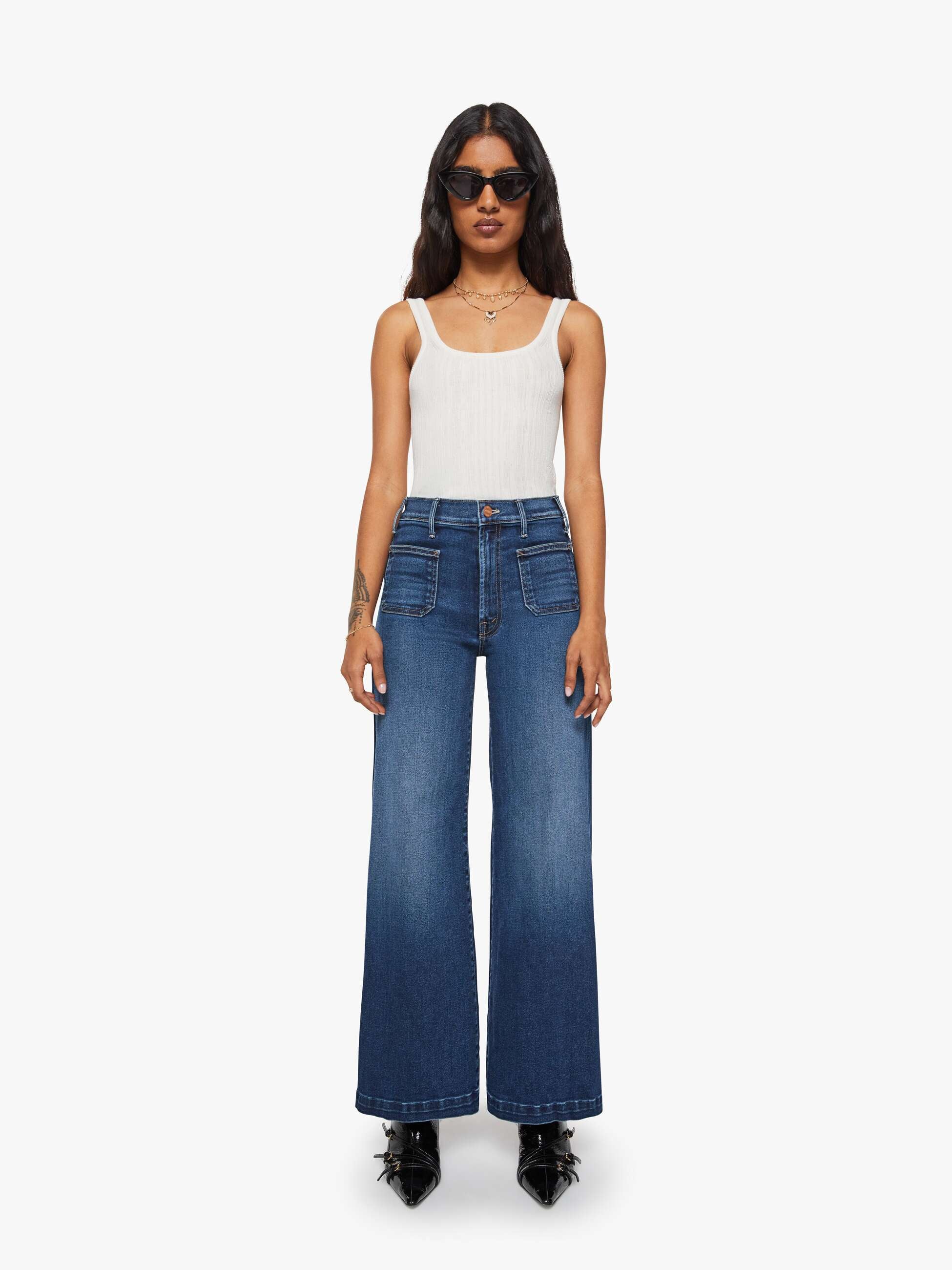 Mother PETITES Lil Hustler Roller Jeans Taking Chances 30"