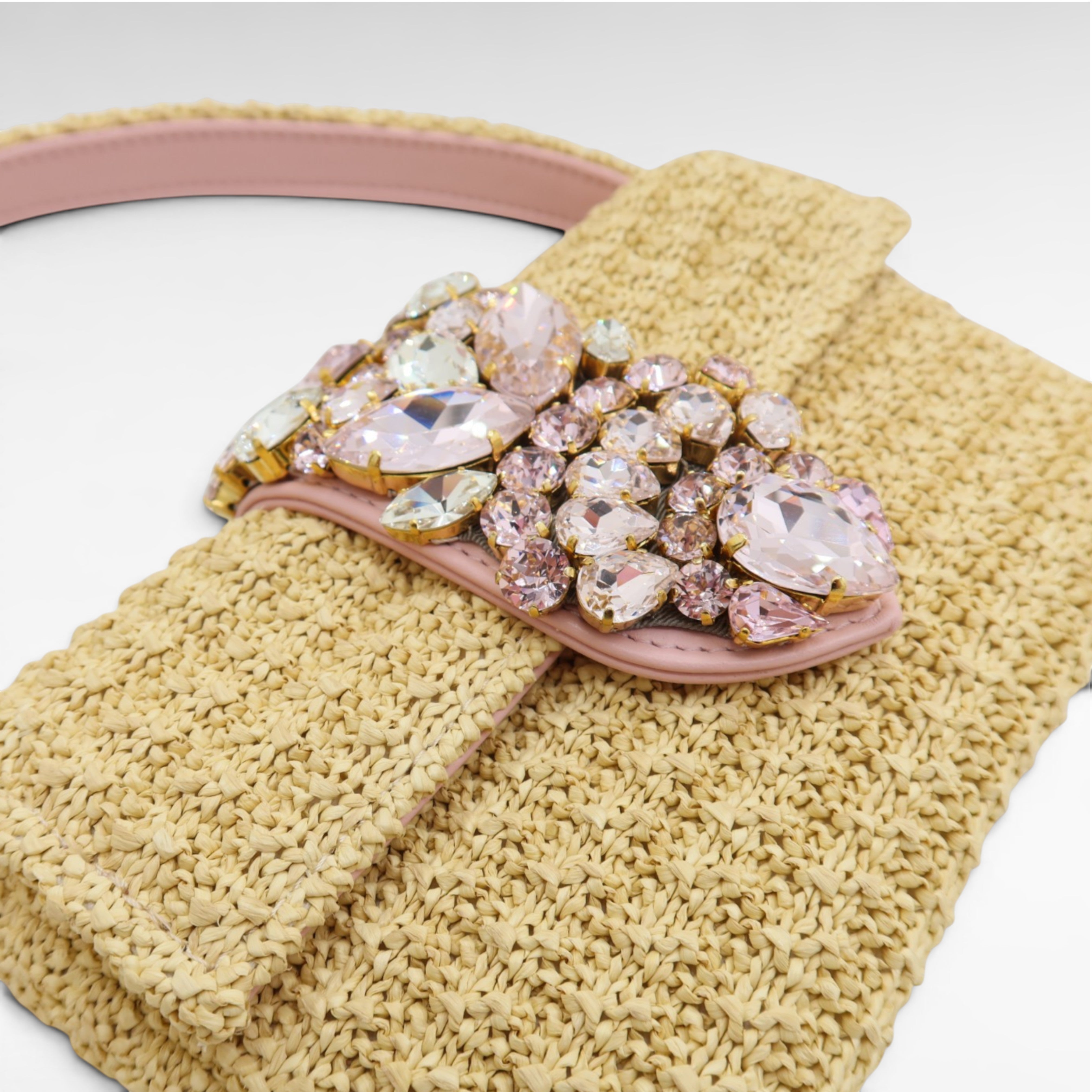 Gedebe Habibi Mini Tasche Raffia 20 cm Steinbesatz