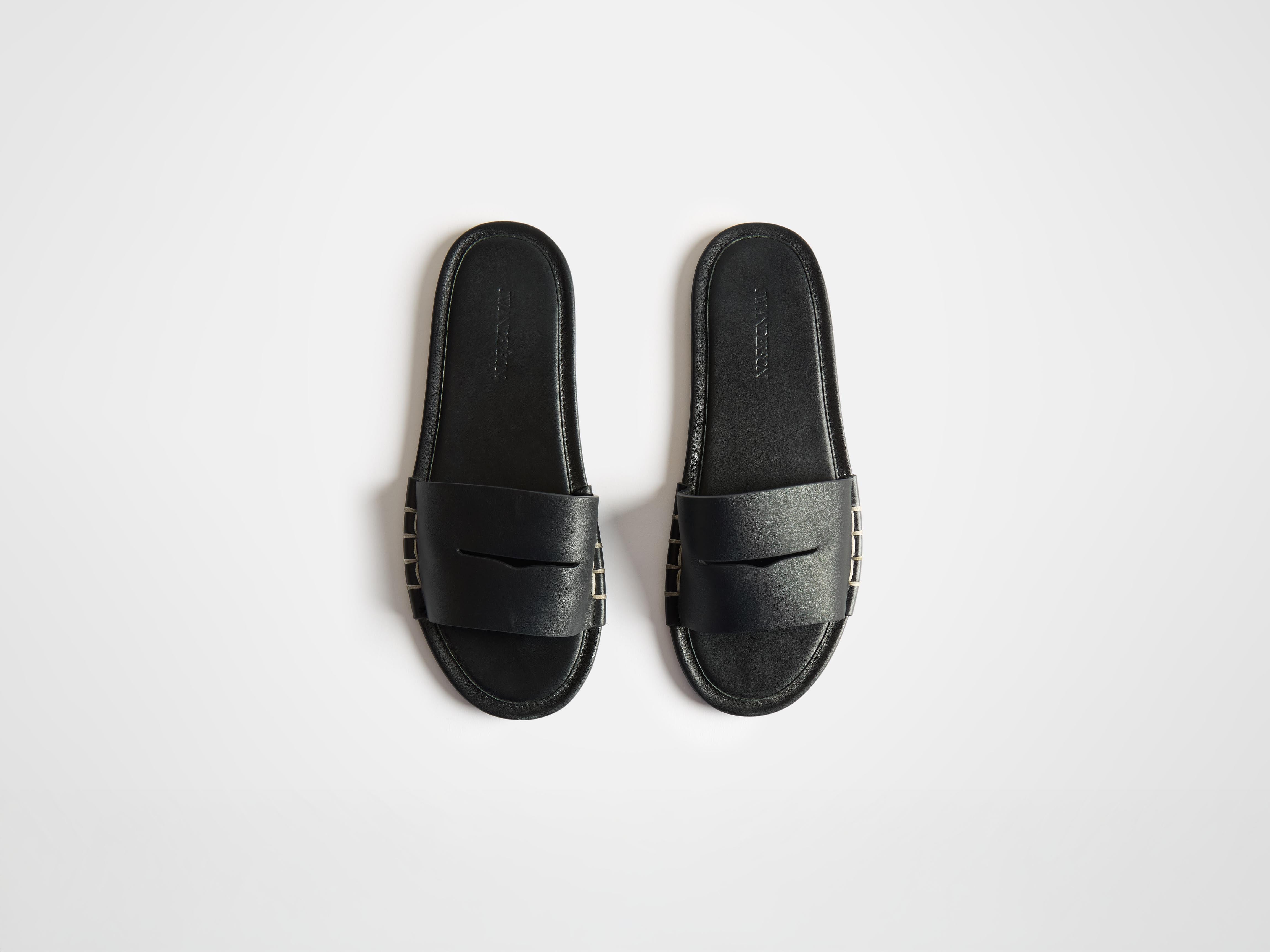 J.W.Anderson Loafer Slides Schuhe Schwarz Leder Herren