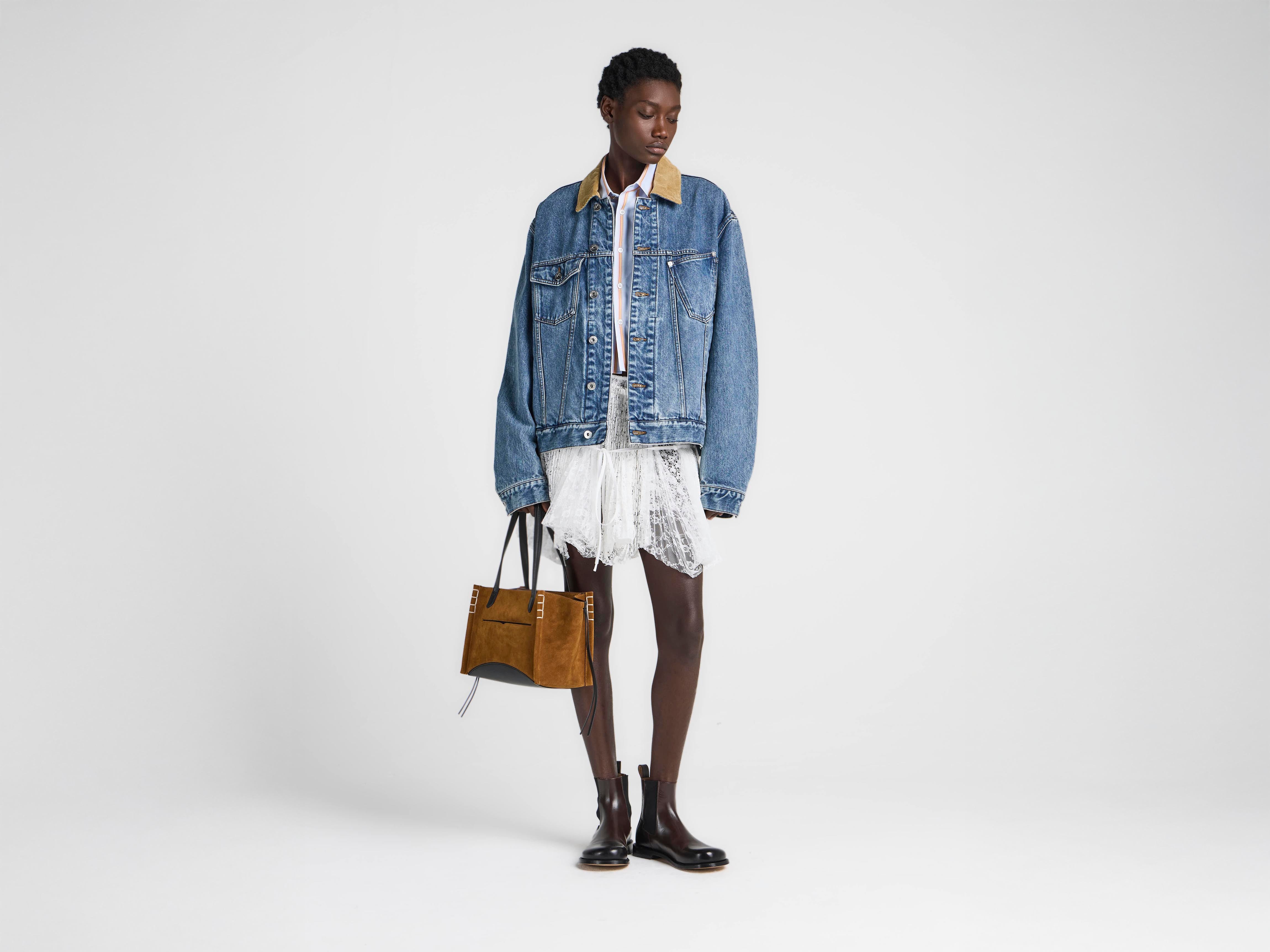 J.W.Anderson Corduroy Collar Denim Jacke mittelblau