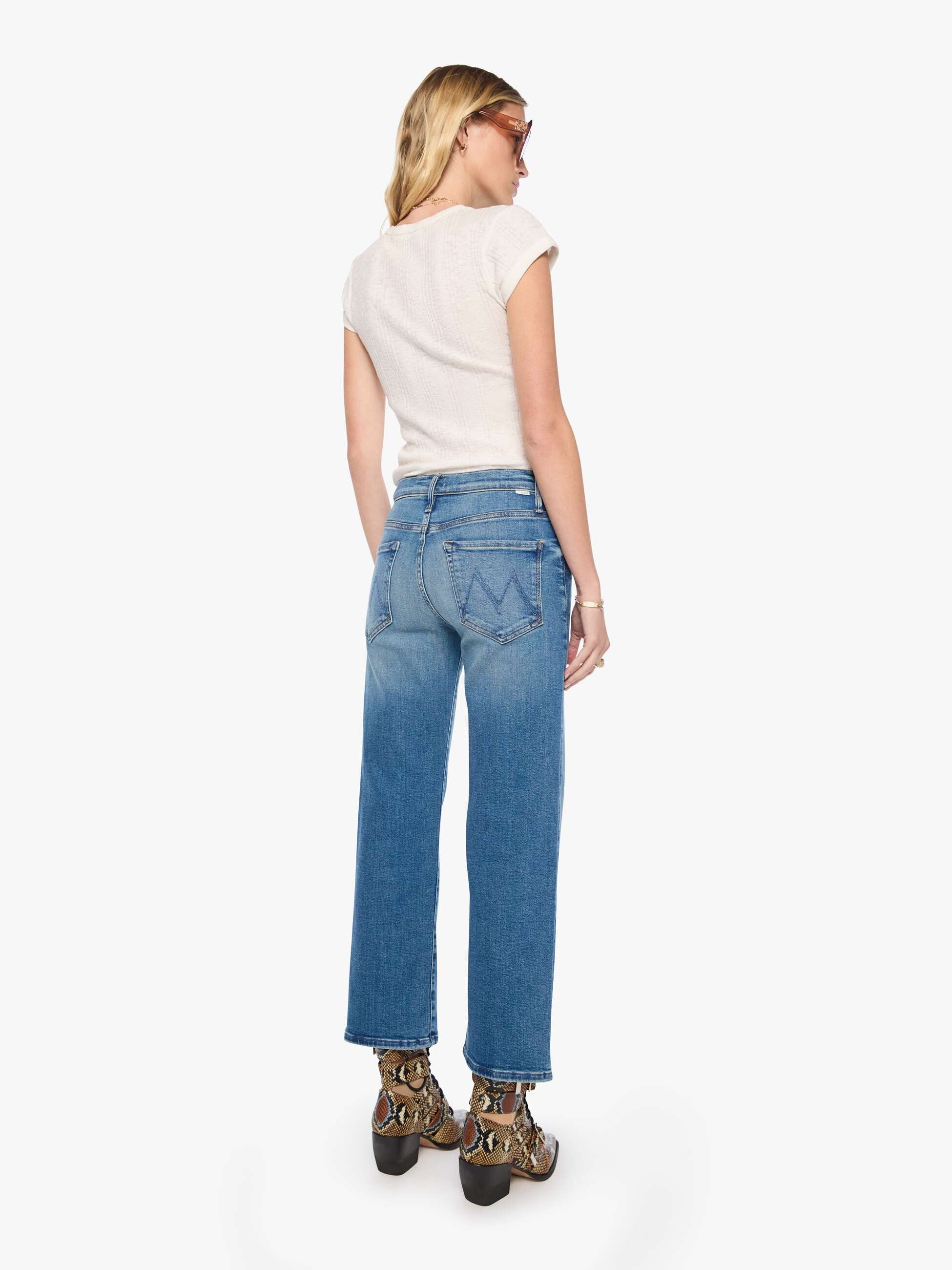 Mother Tunnel Vision Flood Jeans Mittelblau Straight Damen