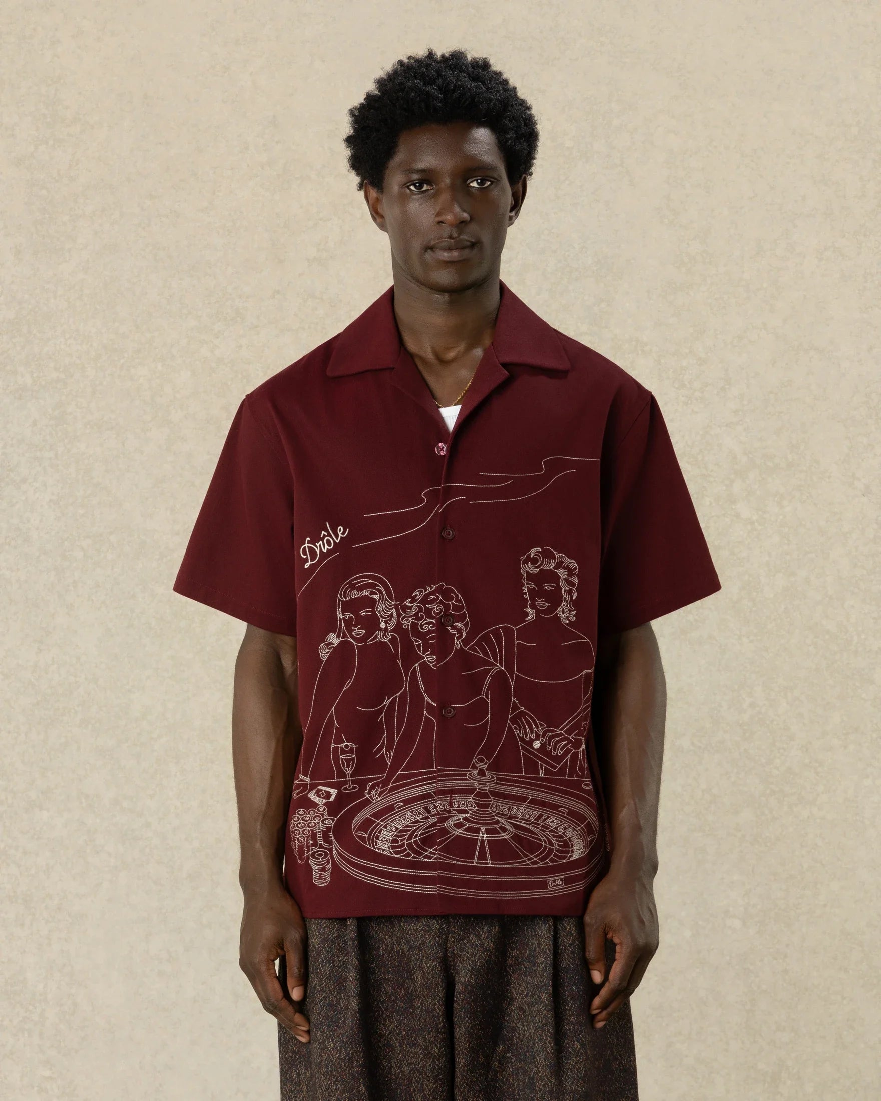 Drôle De Monsieur Notcha M-SH227 Kurzarmhemd Bordeaux M