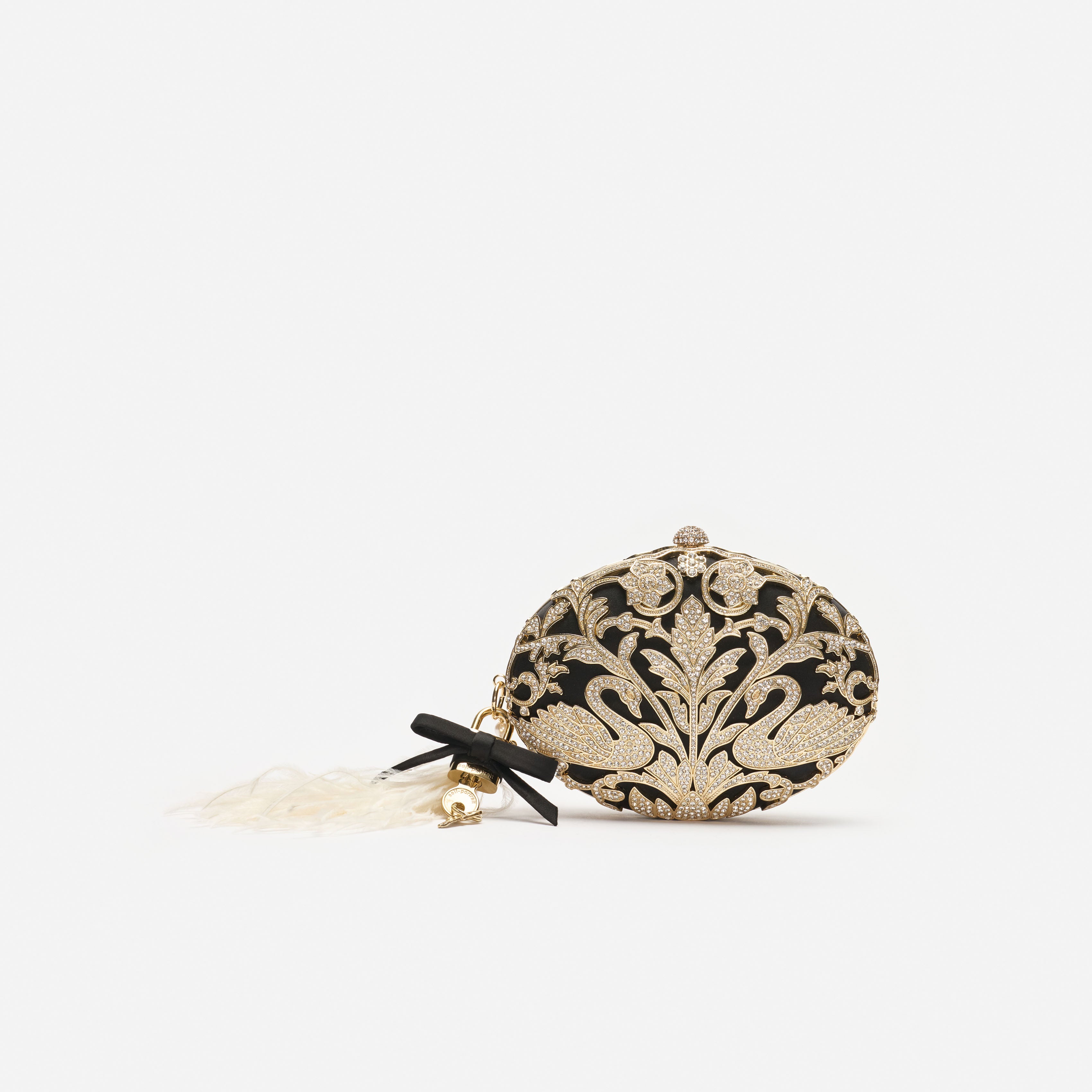 Self Portrait Oval Clutch Tasche Schwarz Kristall Satin