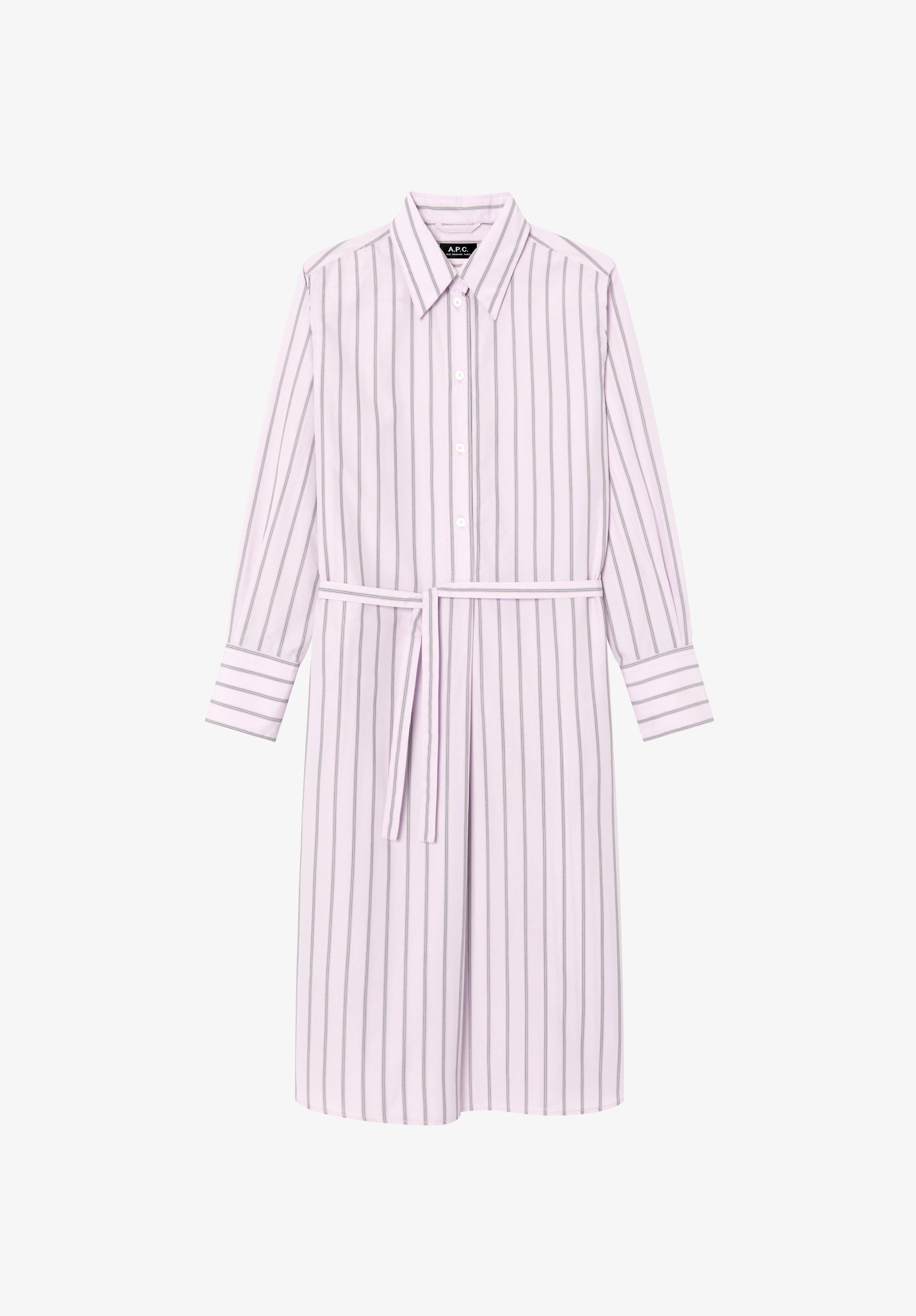 A.P.C. Hemdblusenkleid rosa Bio-Baumwolle knielang