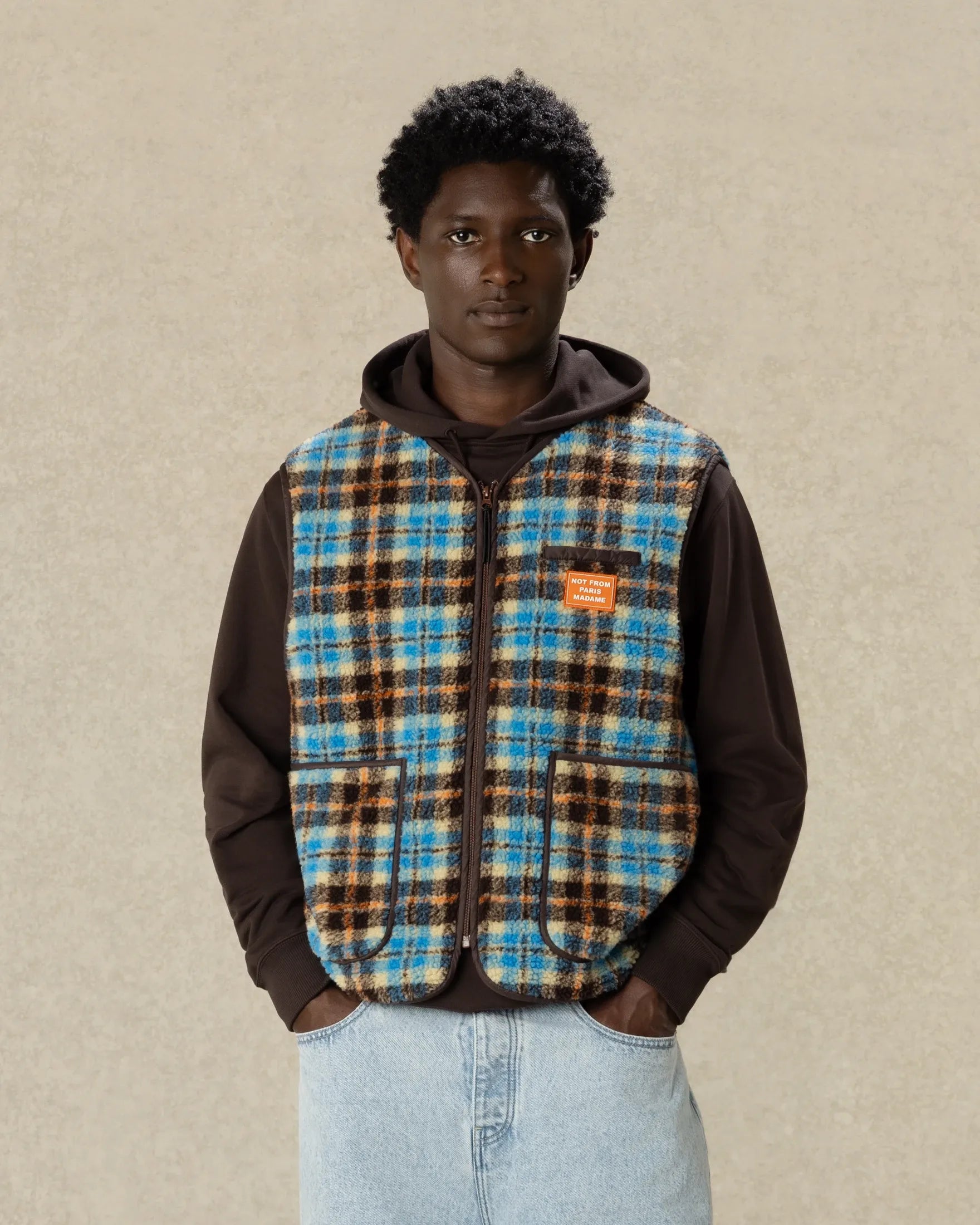 Drôle De Monsieur Sherpa Checked Weste Multicolor Polyester