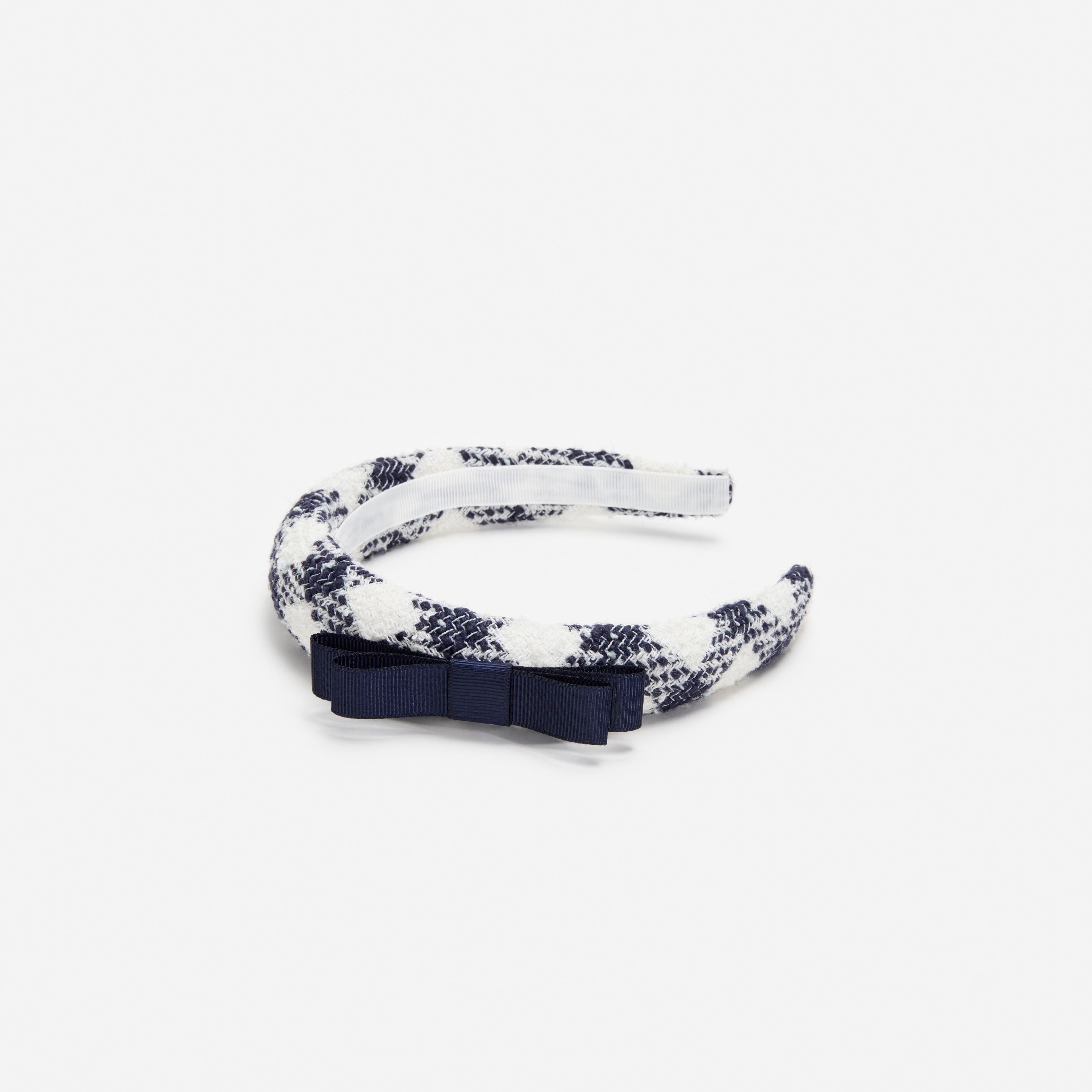 Self Portrait Navy Check Boucle Haarband One Size