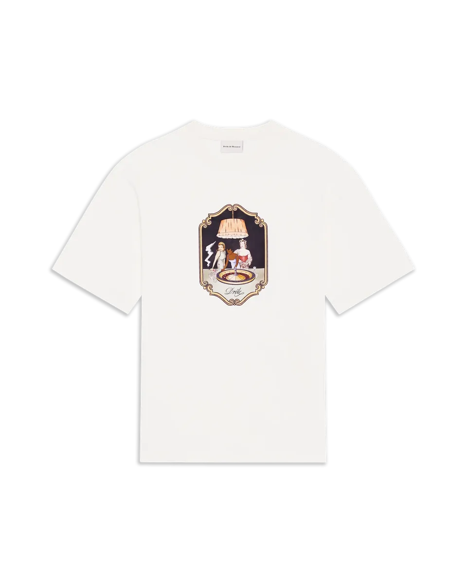 Drôle De Monsieur Casino Scene T-Shirt Off-White Print Baumwolle
