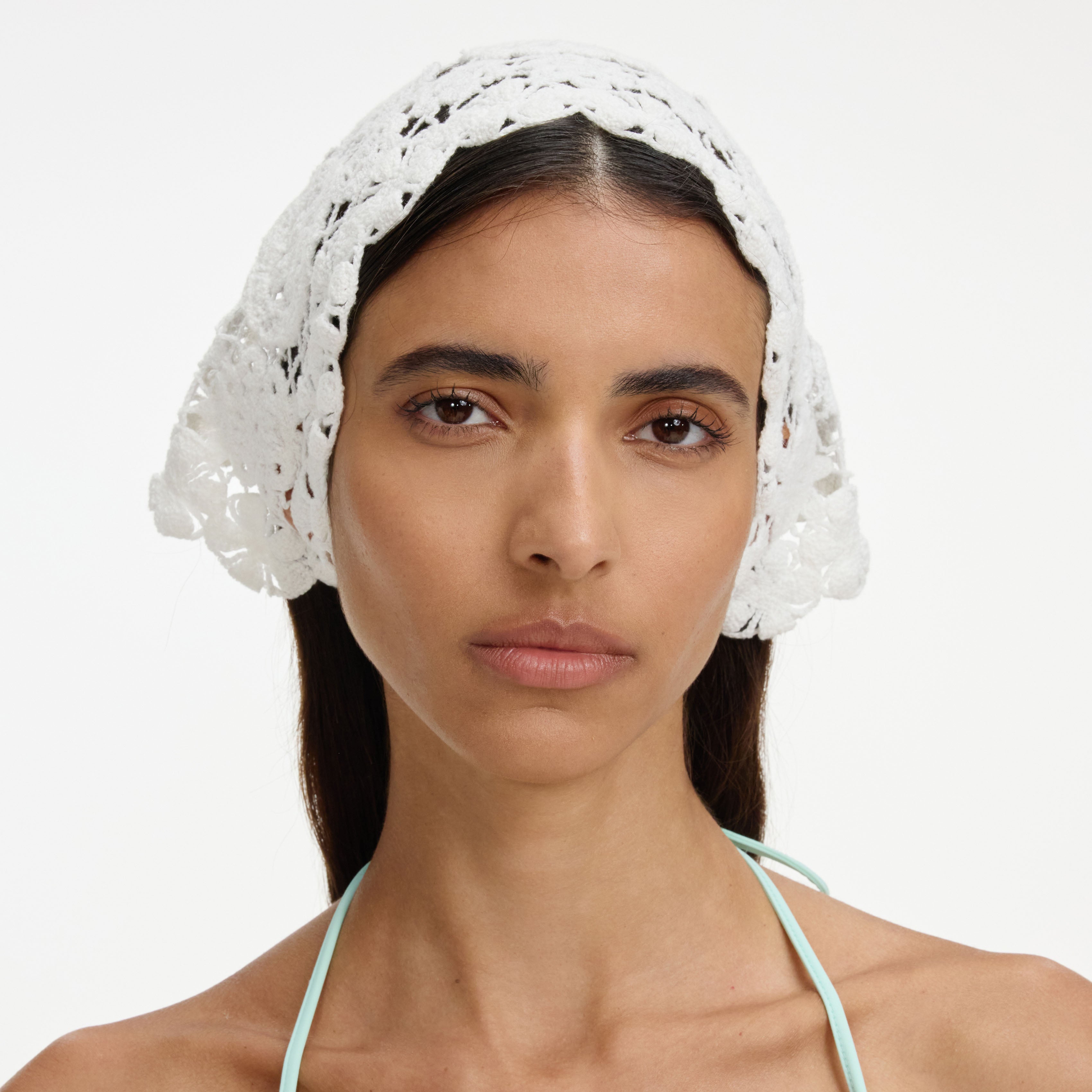 Self Portrait White Crochet Bandana Tuch Weiß One Size