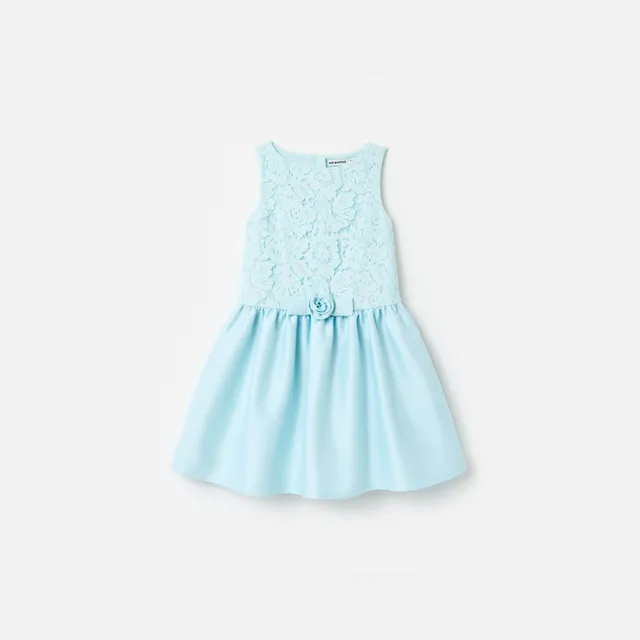 Self Portrait Taffeta Lace Bow Kinderkleid Aqua Age 6/7