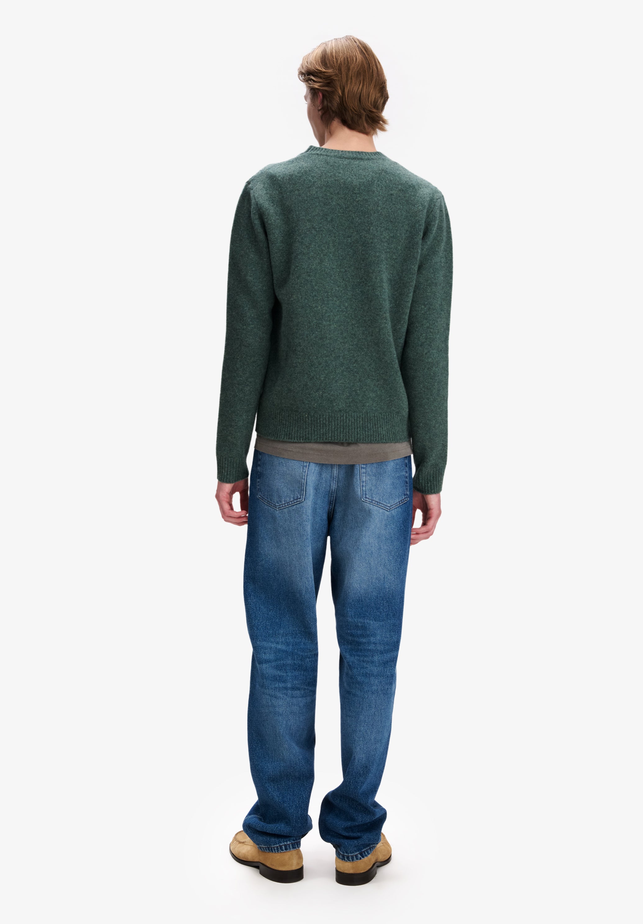 A.P.C. Wollpullover meliert grün Rundhals Wolle