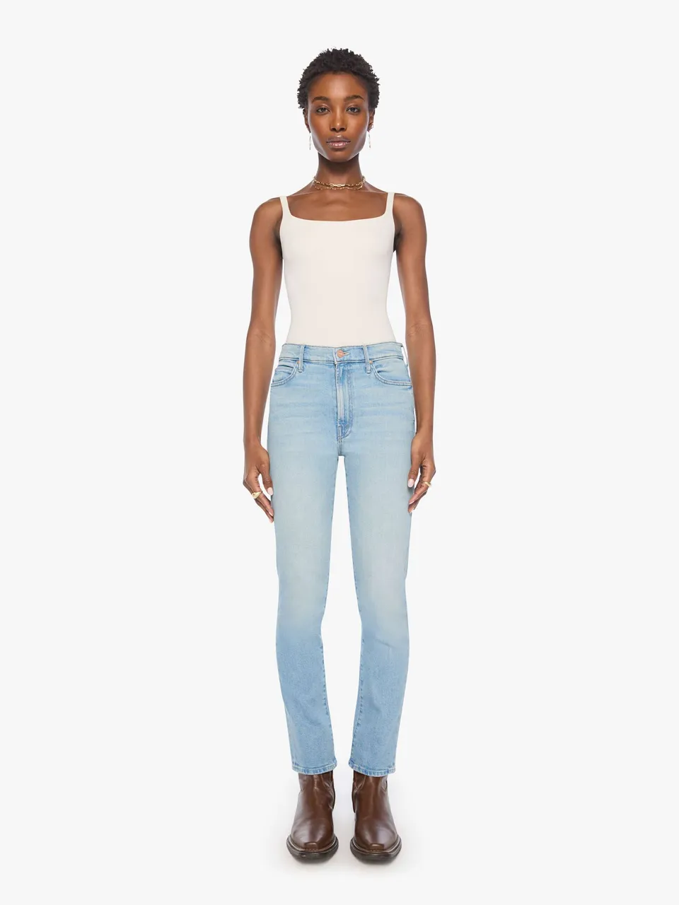 Mother Rascal Hover Straight Jeans Gold Mine hellblau