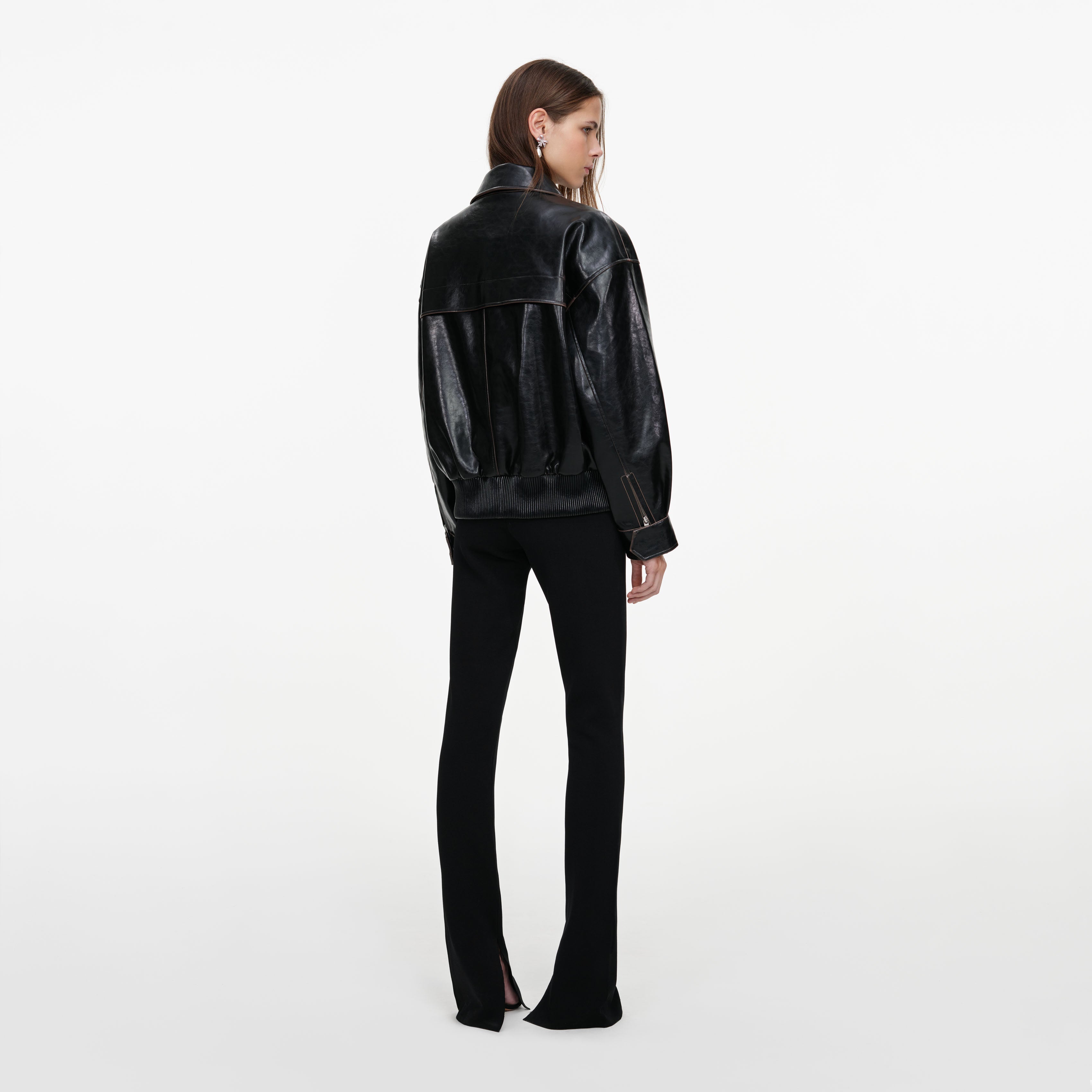 Self Portrait Outerwear Black Faux Leather Jacke schwarz