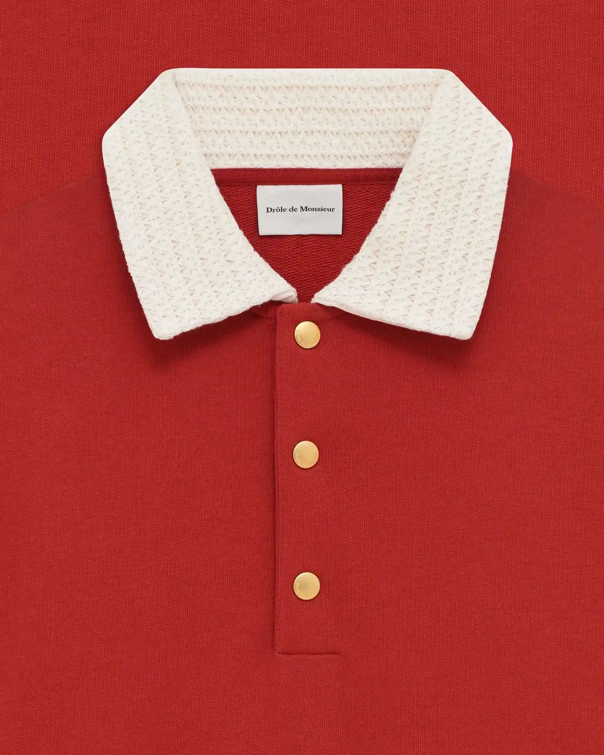 Drôle De Monsieur Polo Drôle Col Crochet Polo Dunkelrot Baumwolle