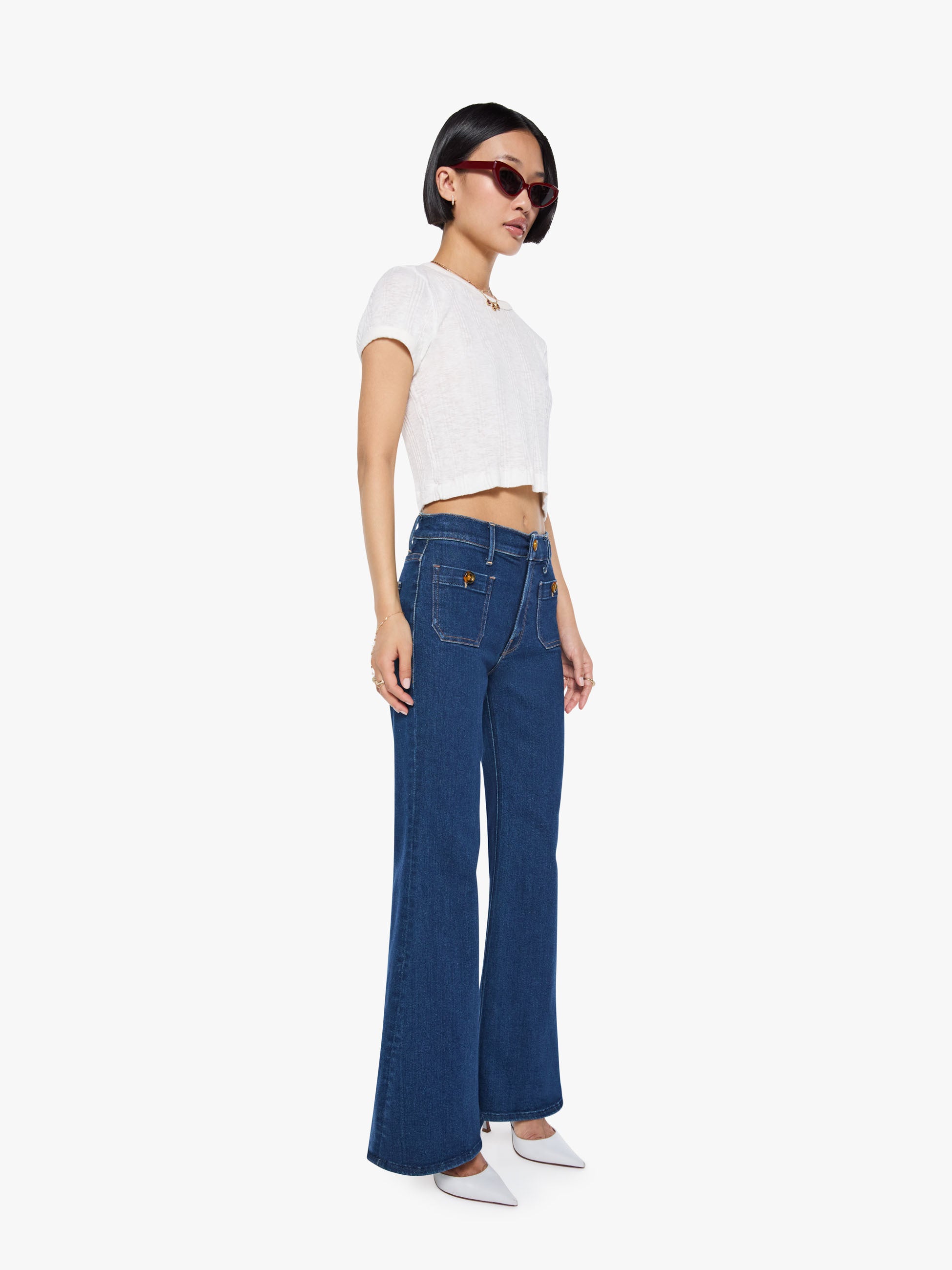 Mother Doozy Petite Flare Jeans Retrograde Rodeo