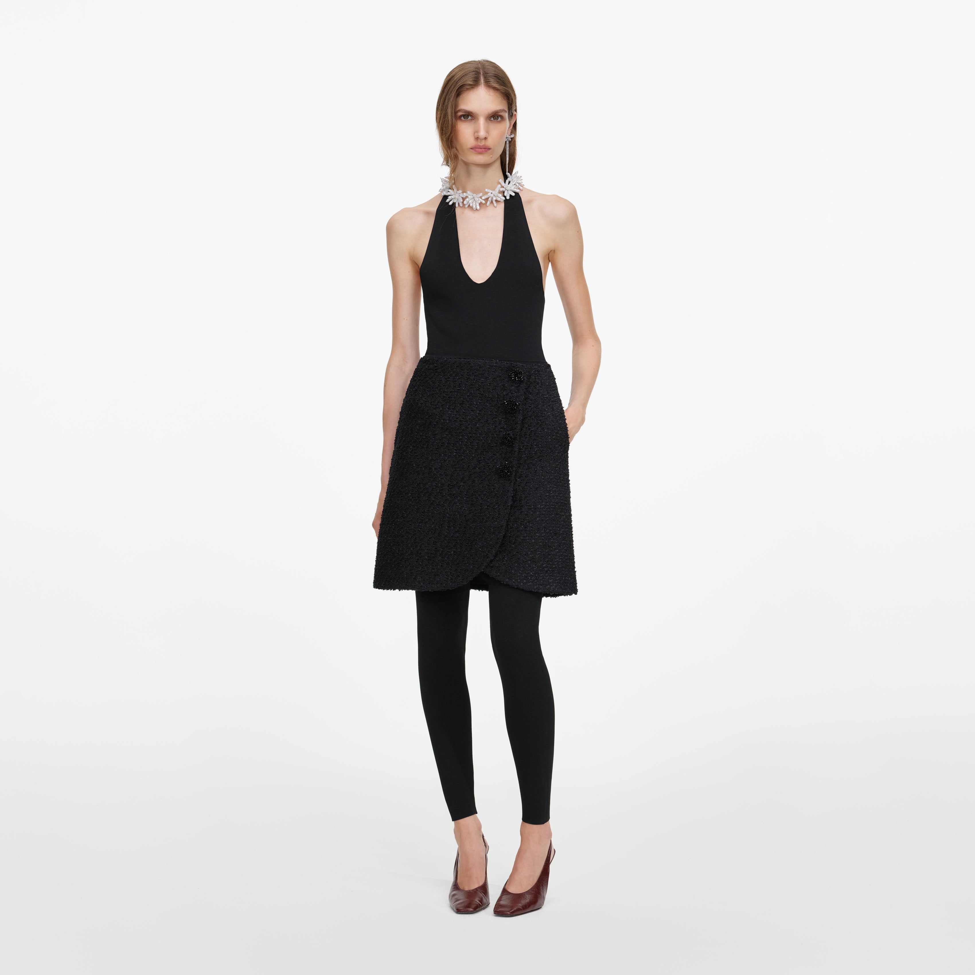 Self Portrait Bottoms Black Boucle Mini Rock Schwarz Boucle