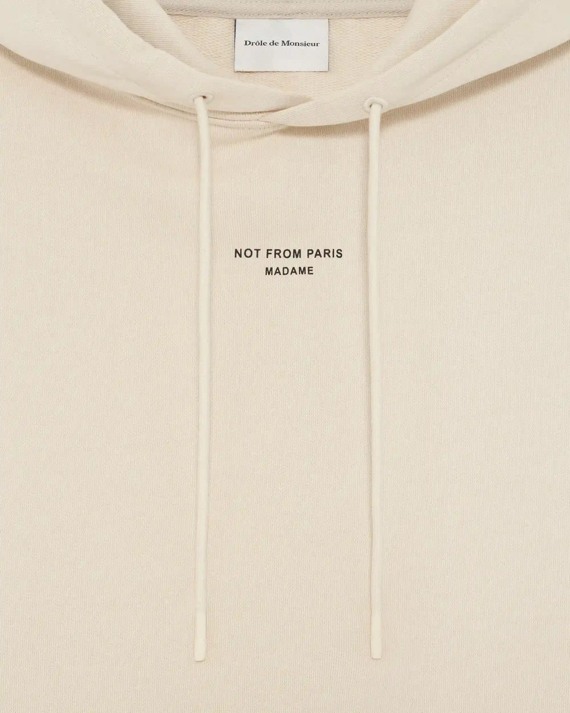Drôle De Monsieur Hoodie Slogan Classique Kapuzenpullover Beige