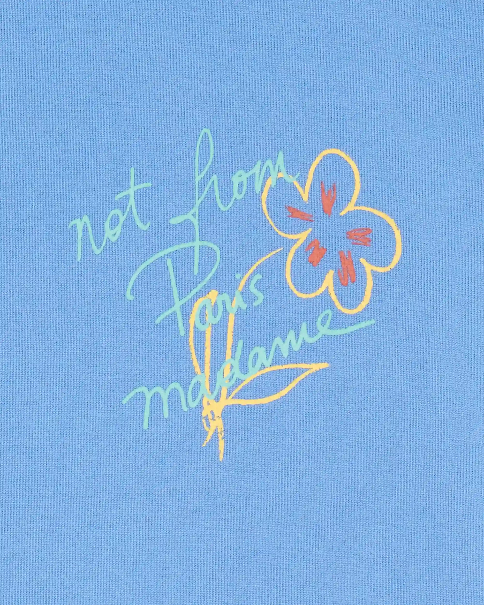 Drôle De Monsieur Esquisse Slogan T-Shirt Hellblau Baumwolle