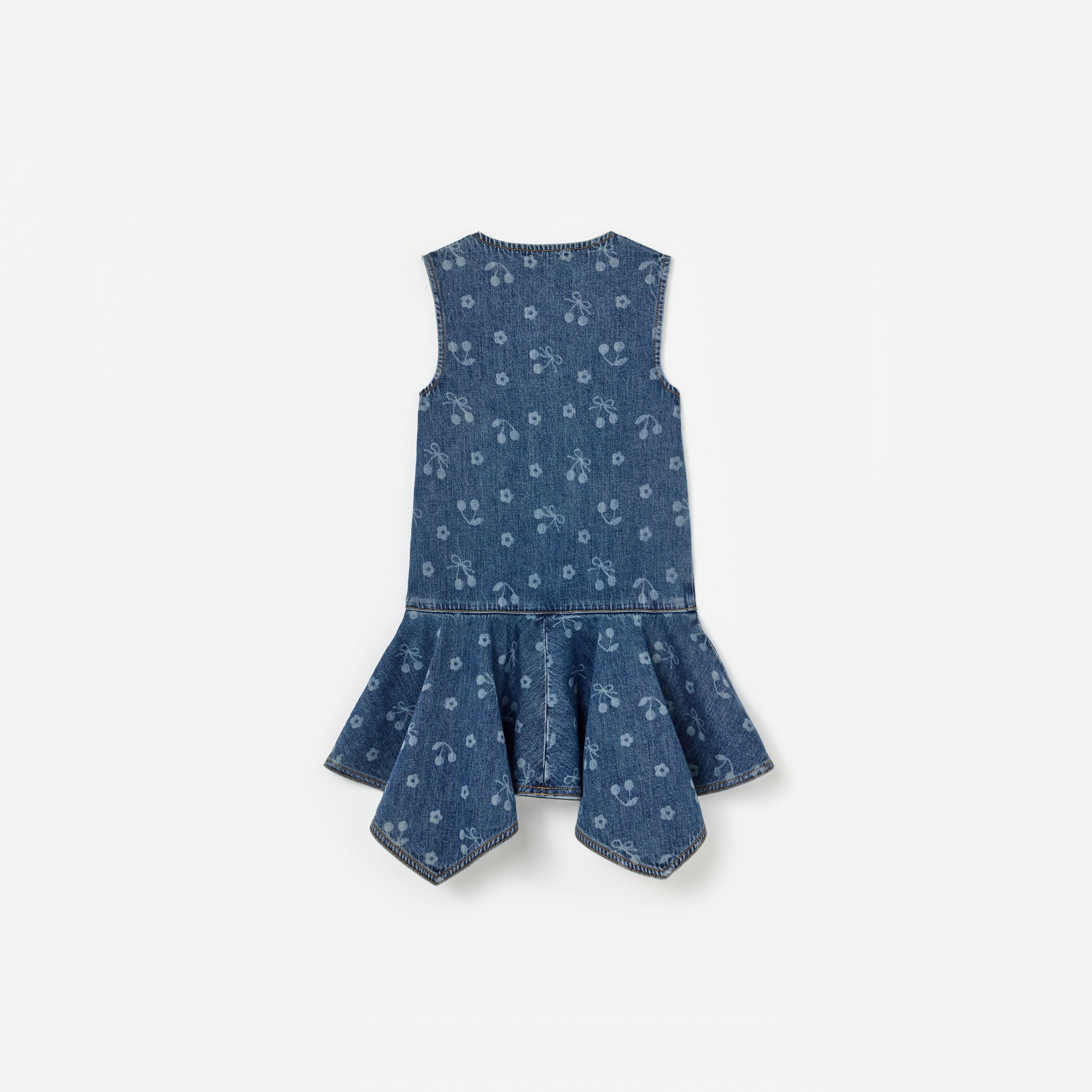 Self Portrait Denim Bow Printed Dress Blau Kinderkleid
