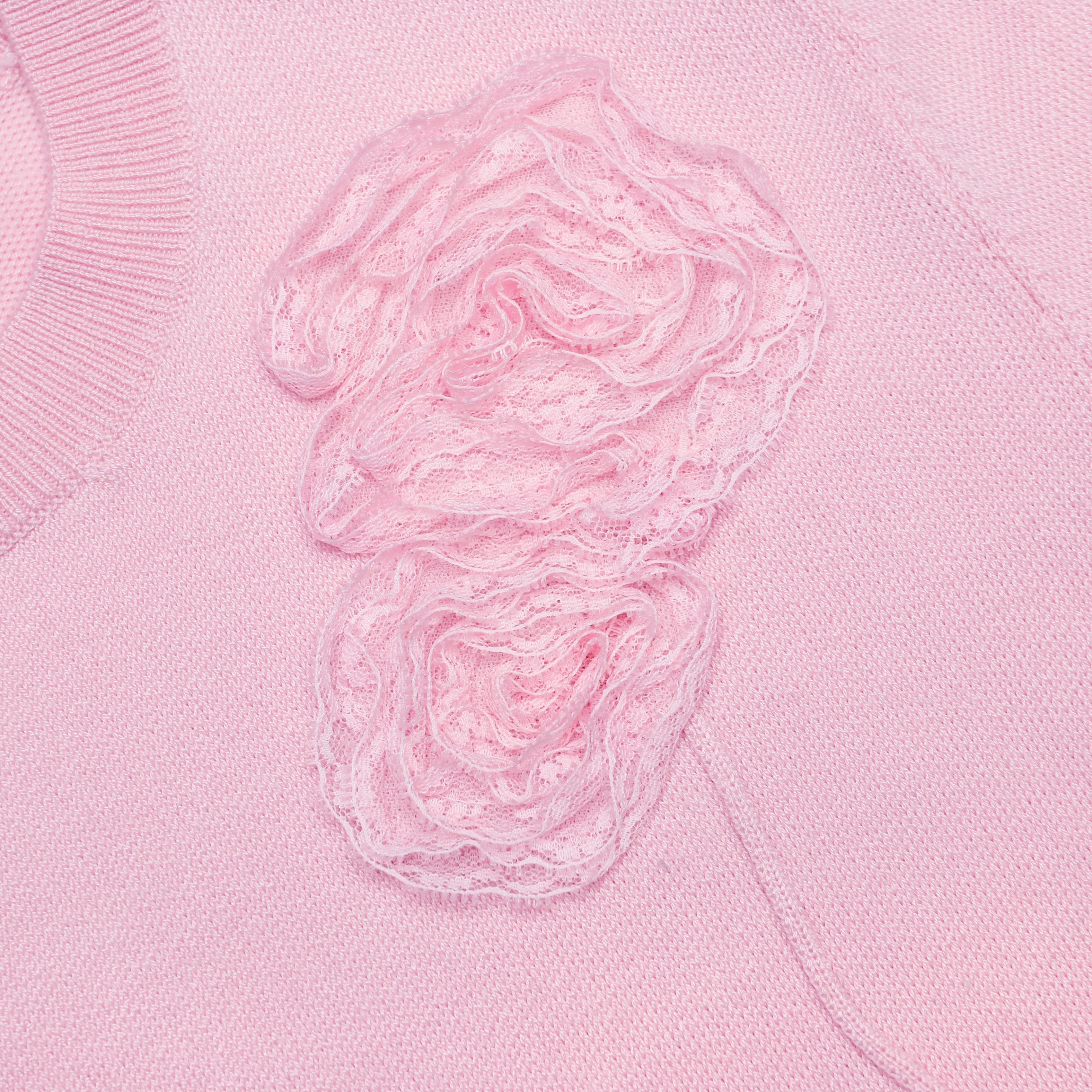 Self Portrait Pink Flower Knit Pullover Rosa Gr. S