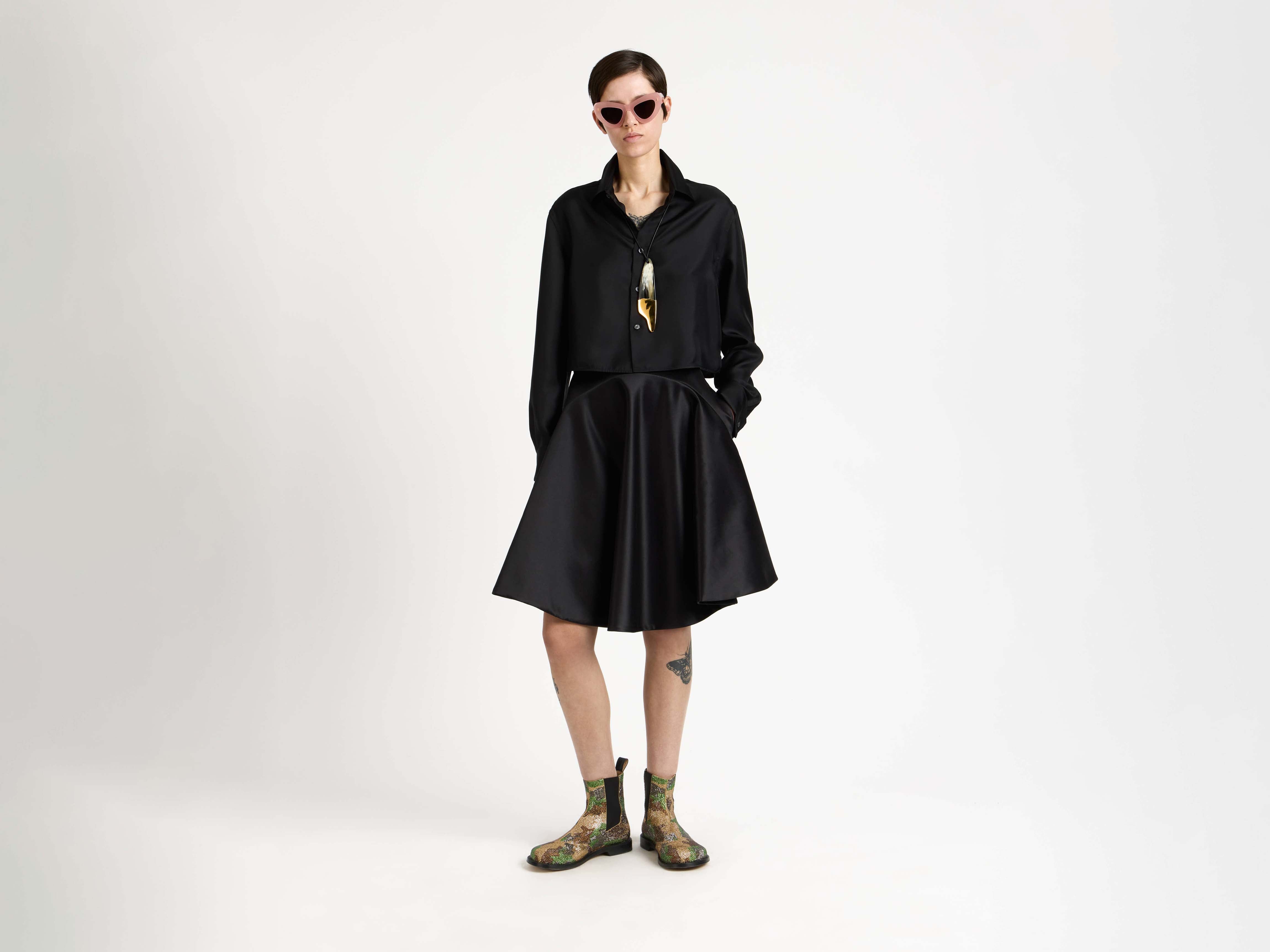 J.W.Anderson Cropped Seidenhemd Schwarz Damen Twill