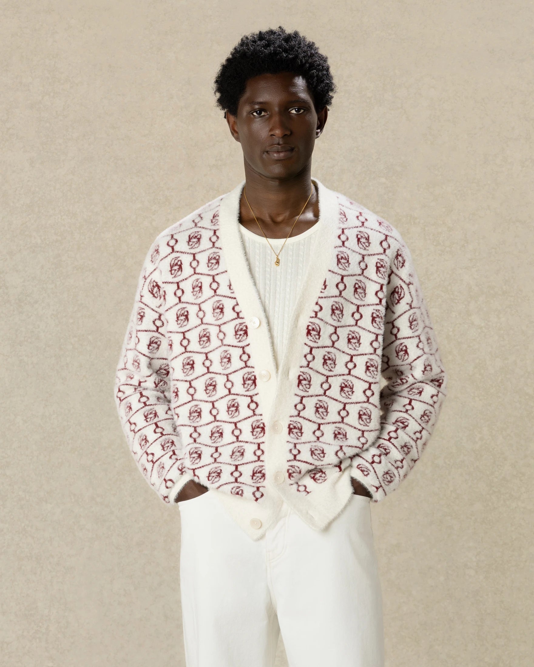Drôle De Monsieur D Mirror Cardigan Offwhite Monogramm