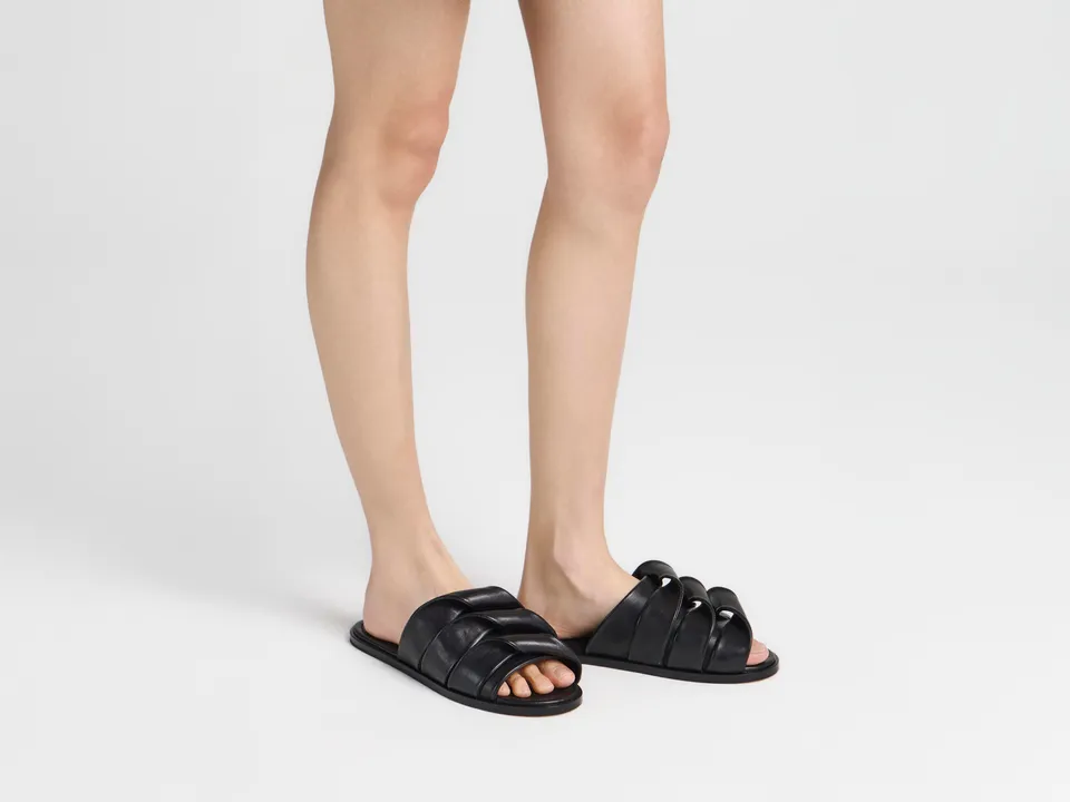 J.W. Anderson Coil Slide Ledersandalen Schwarz Herren