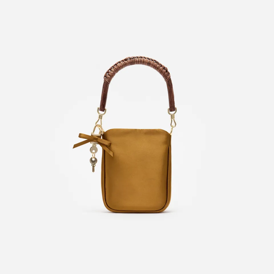 Self Portrait Gold Satin Mini Tote Tasche Henkel