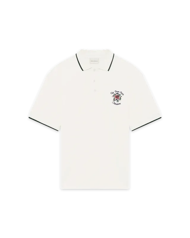 Drôle De Monsieur Le Polo Piqué Slogan Rose Polo Off White
