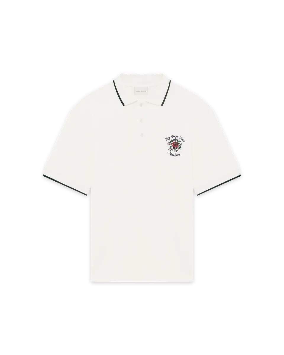 Drôle De Monsieur Le Polo Piqué Slogan Rose Polo Off White