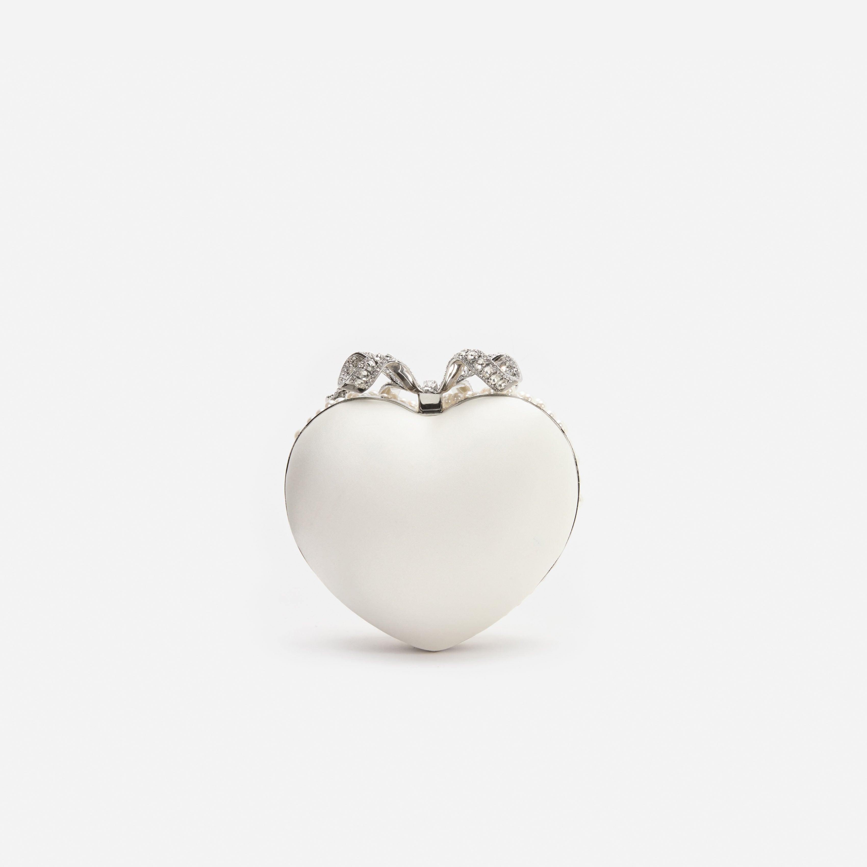Self Portrait Pearl Heart Clutch Creme Perlen One Size