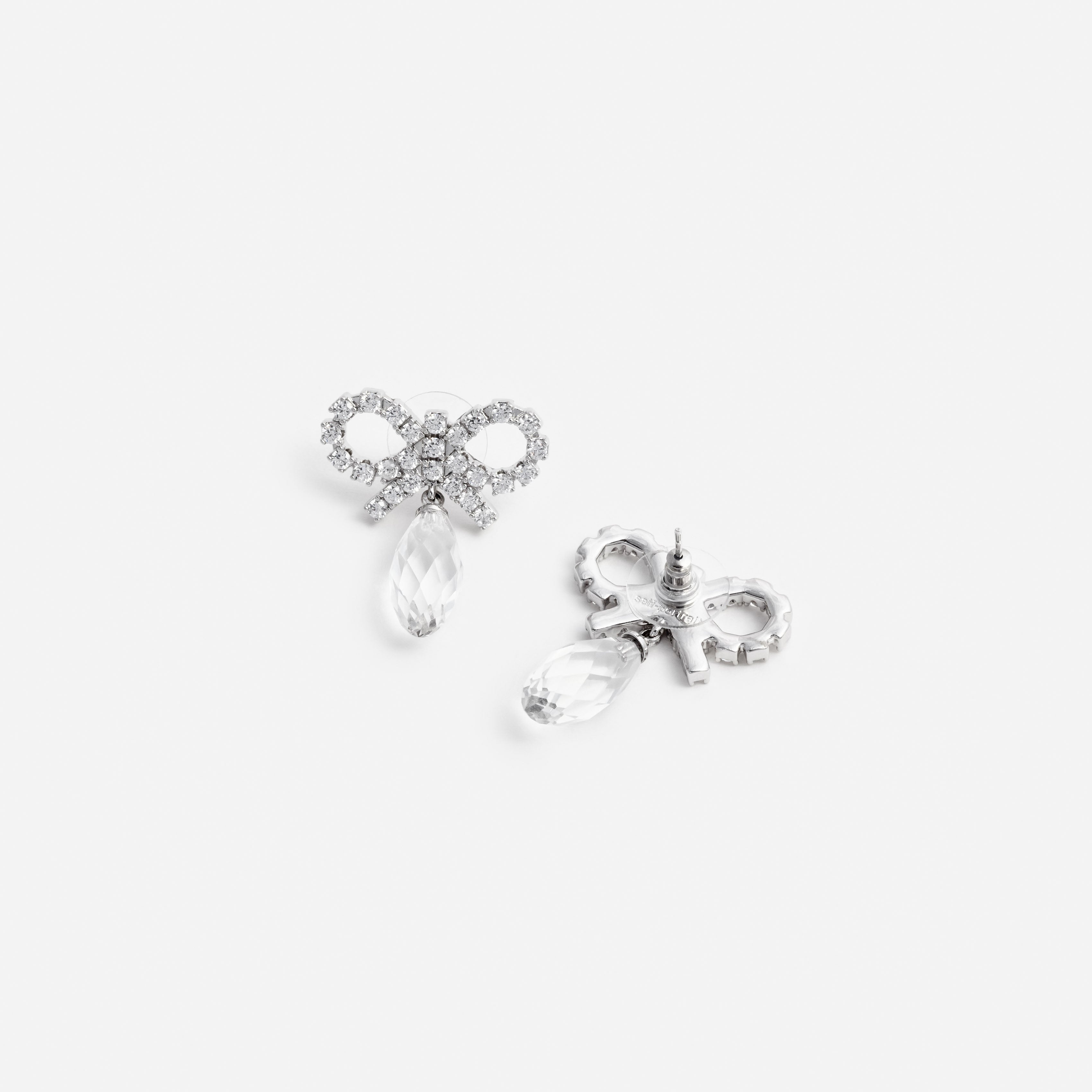 Self Portrait Bow Crystal Droplet Ohrringe One Size Silber