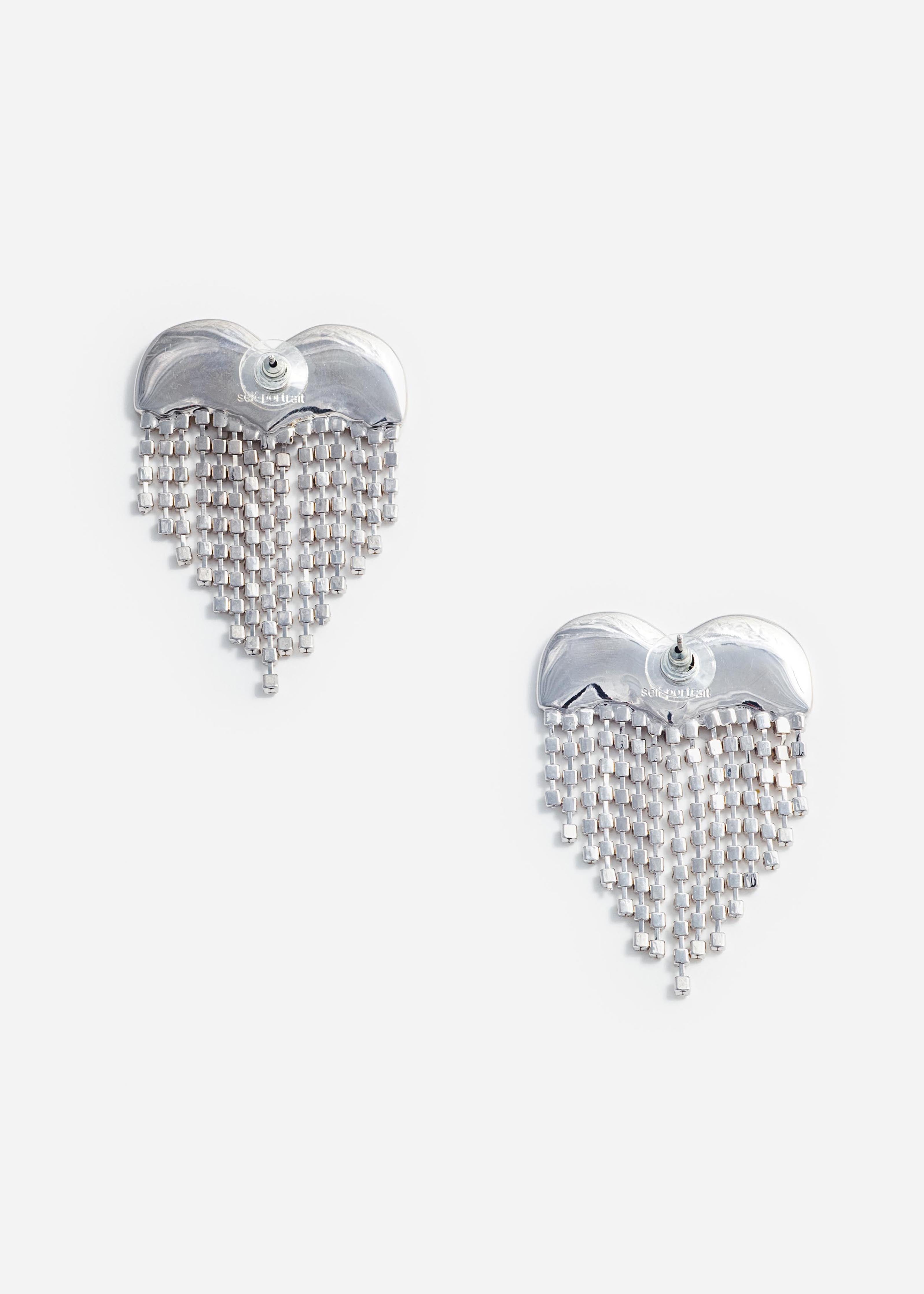 Self Portrait Crystal Heart Ohrringe Silber Kristall