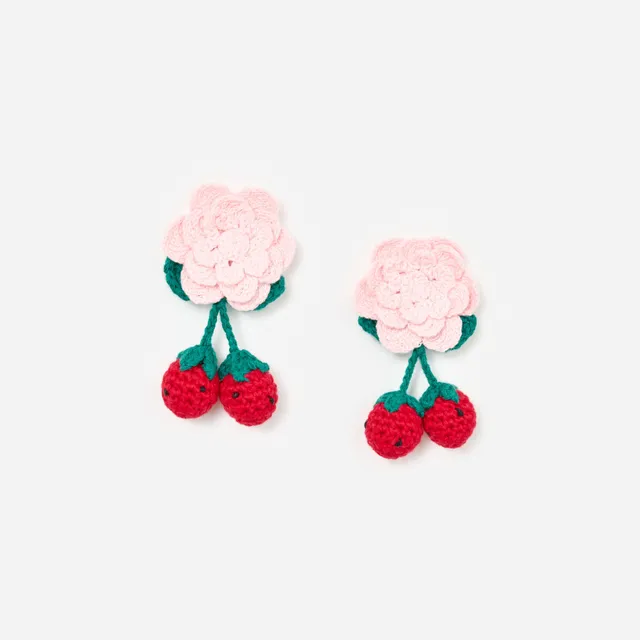 Self Portrait Crochet Flower Strawberry Haarspangen Rosa One Size