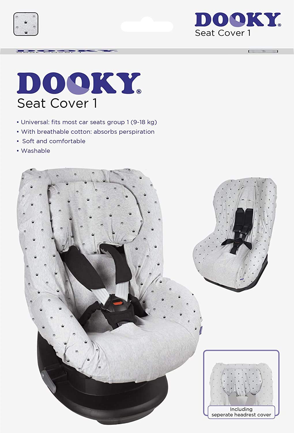 Dooky Seat Cover Group 1 Kindersitzbezug Grey Stars 9-18kg