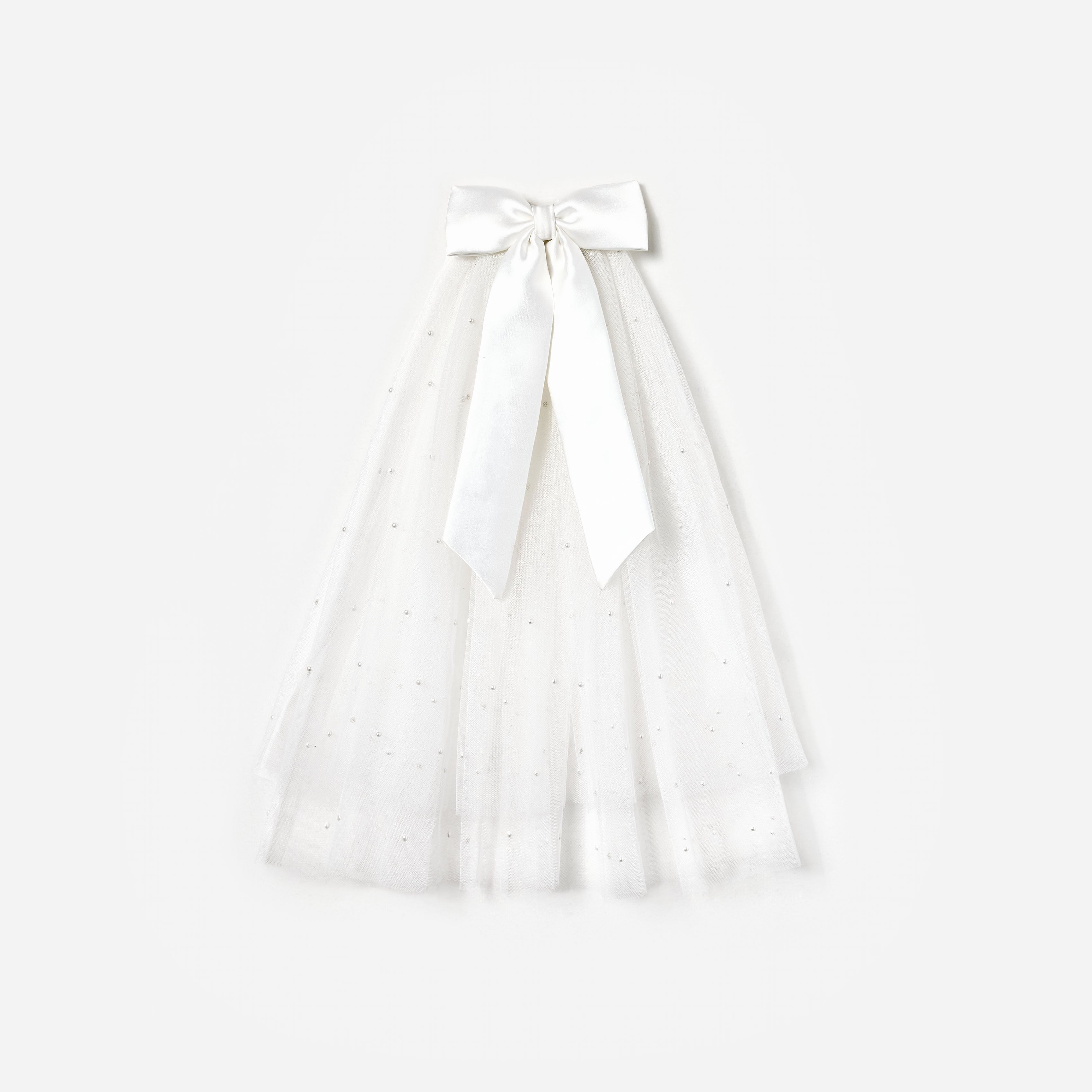 Self Portrait Satin Bow Embellished Veil Schleier Weiß One Size
