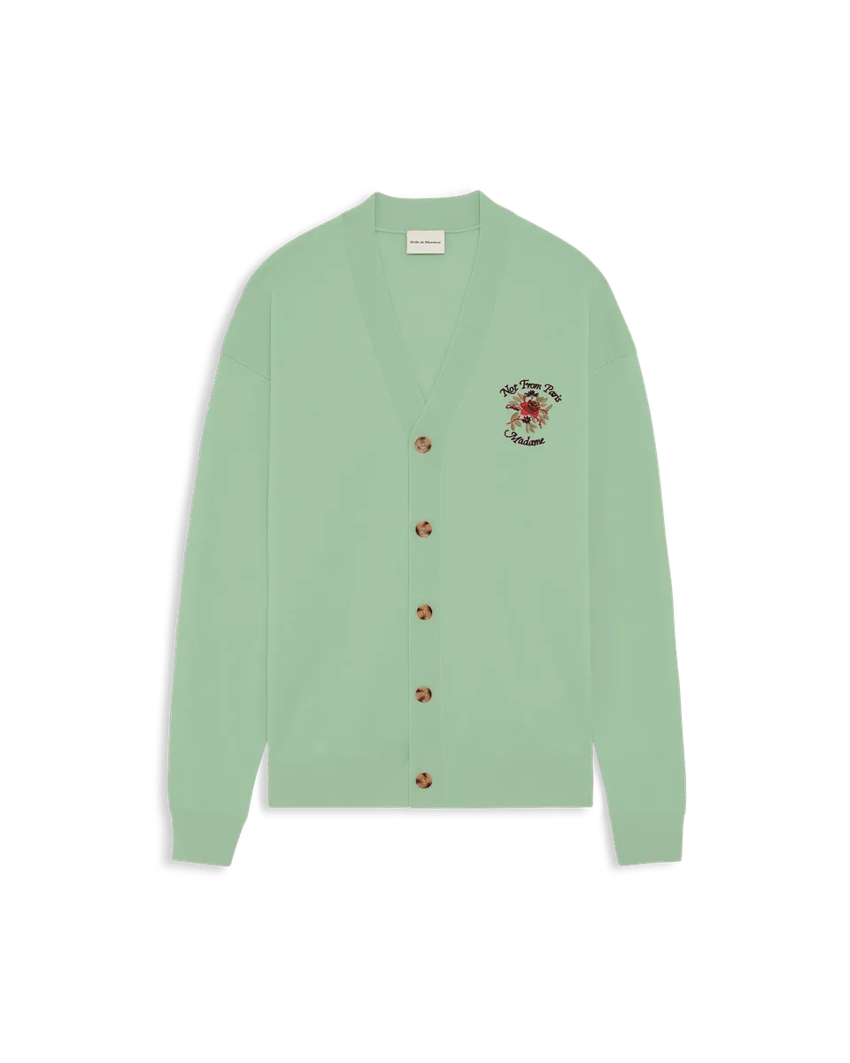 Drôle De Monsieur Slogan Rose Cardigan Strickjacke olive