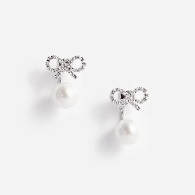 Self Portrait Crystal Bow Pearl Ohrringe Silber Schleife Perle