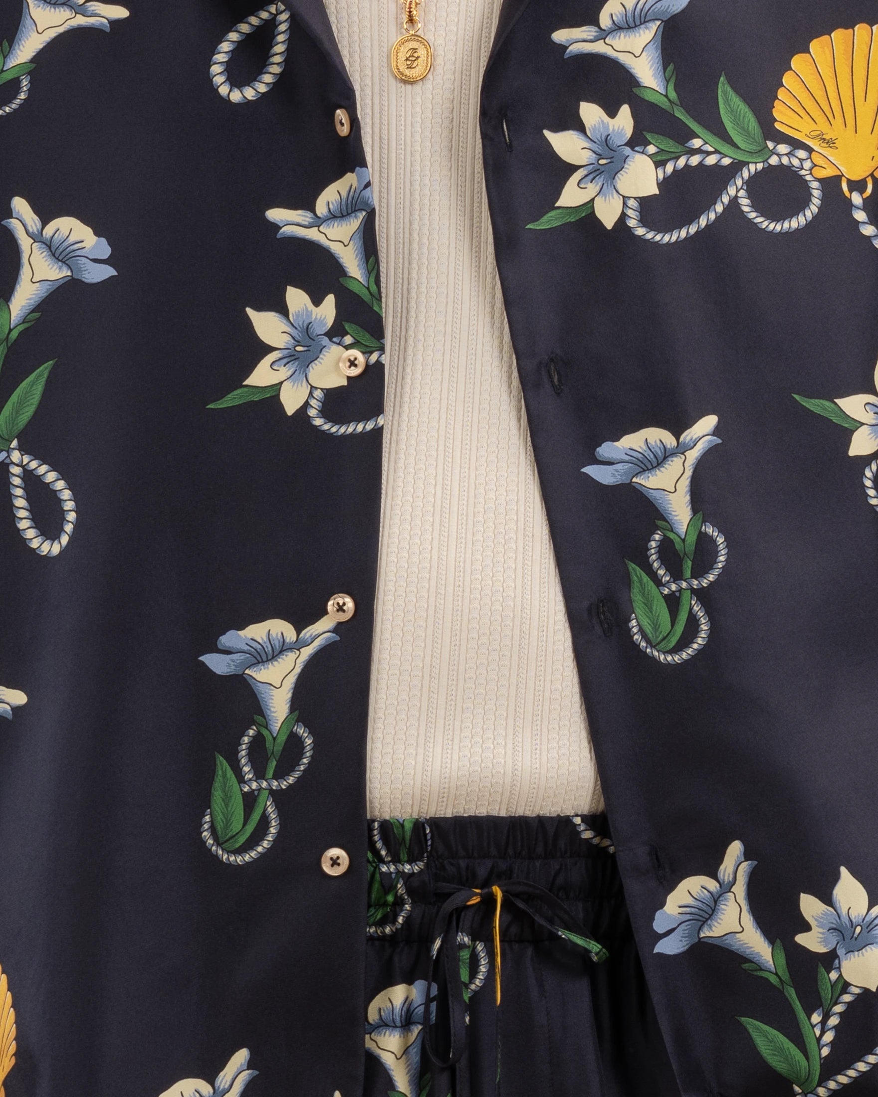 Drôle De Monsieur Chemise Soie Hemd navy Seide Print