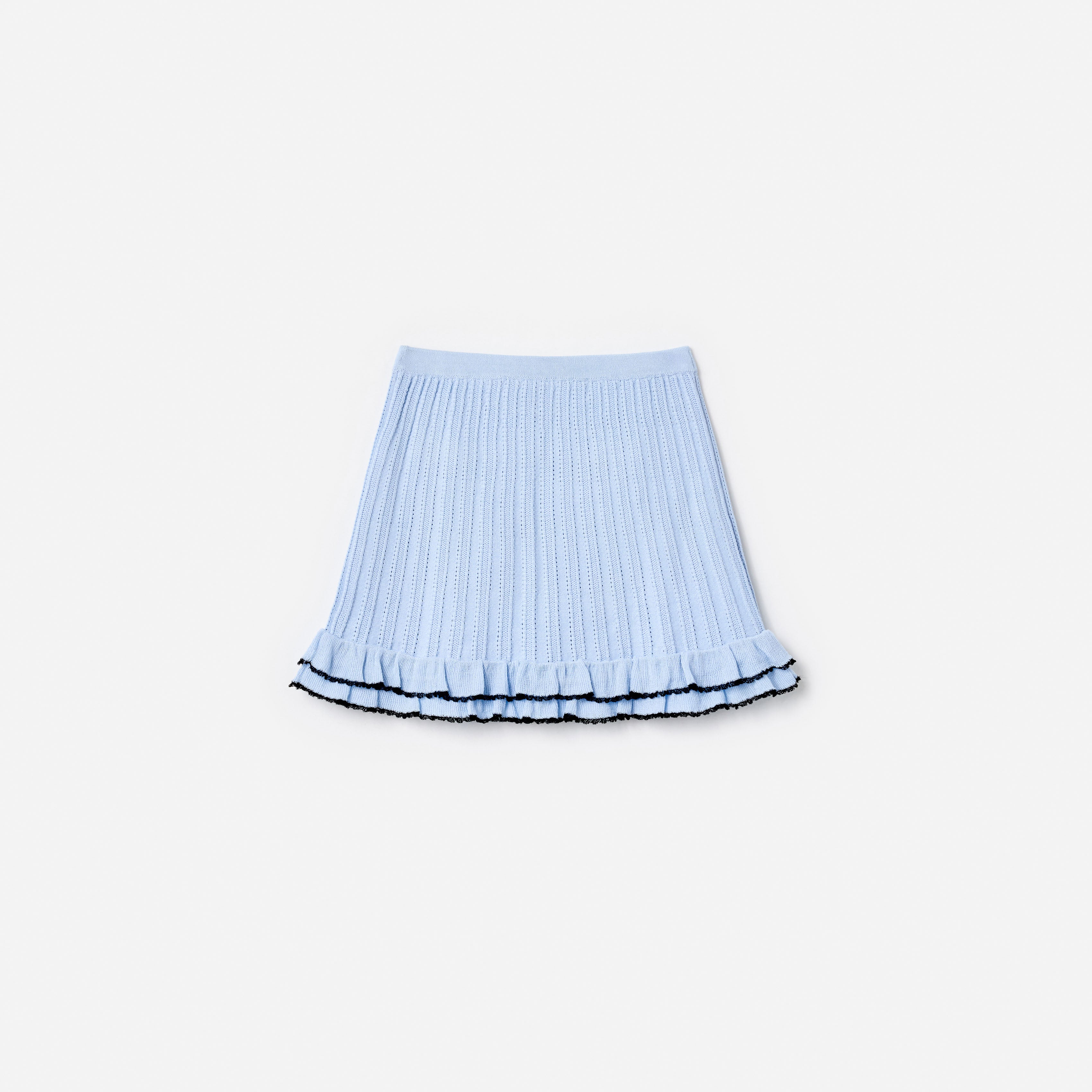 Self Portrait Blue Frill Trim Knit Skirt Strickrock 5/6