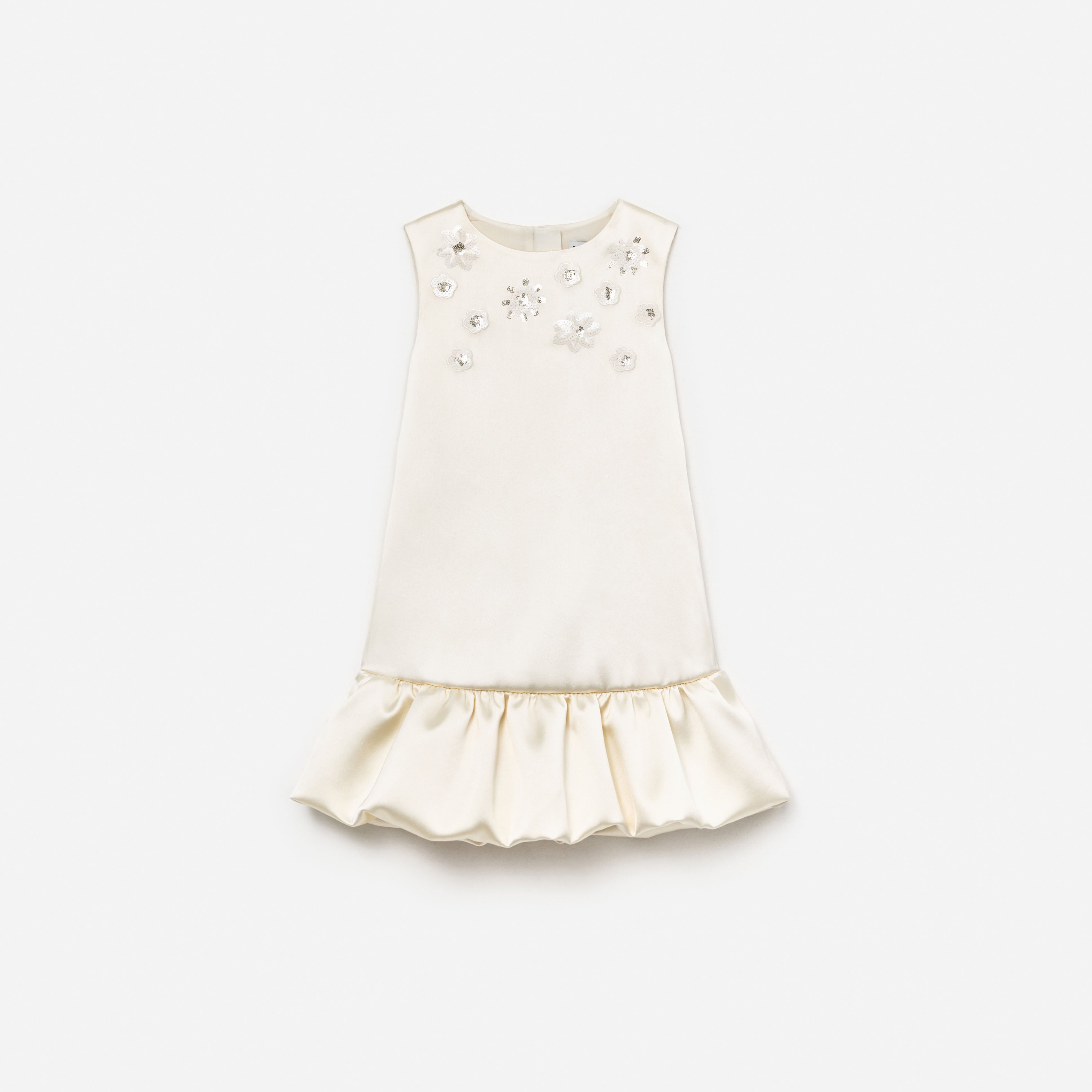 Self Portrait Cream Satin Bubble Kinderkleid Creme Satin