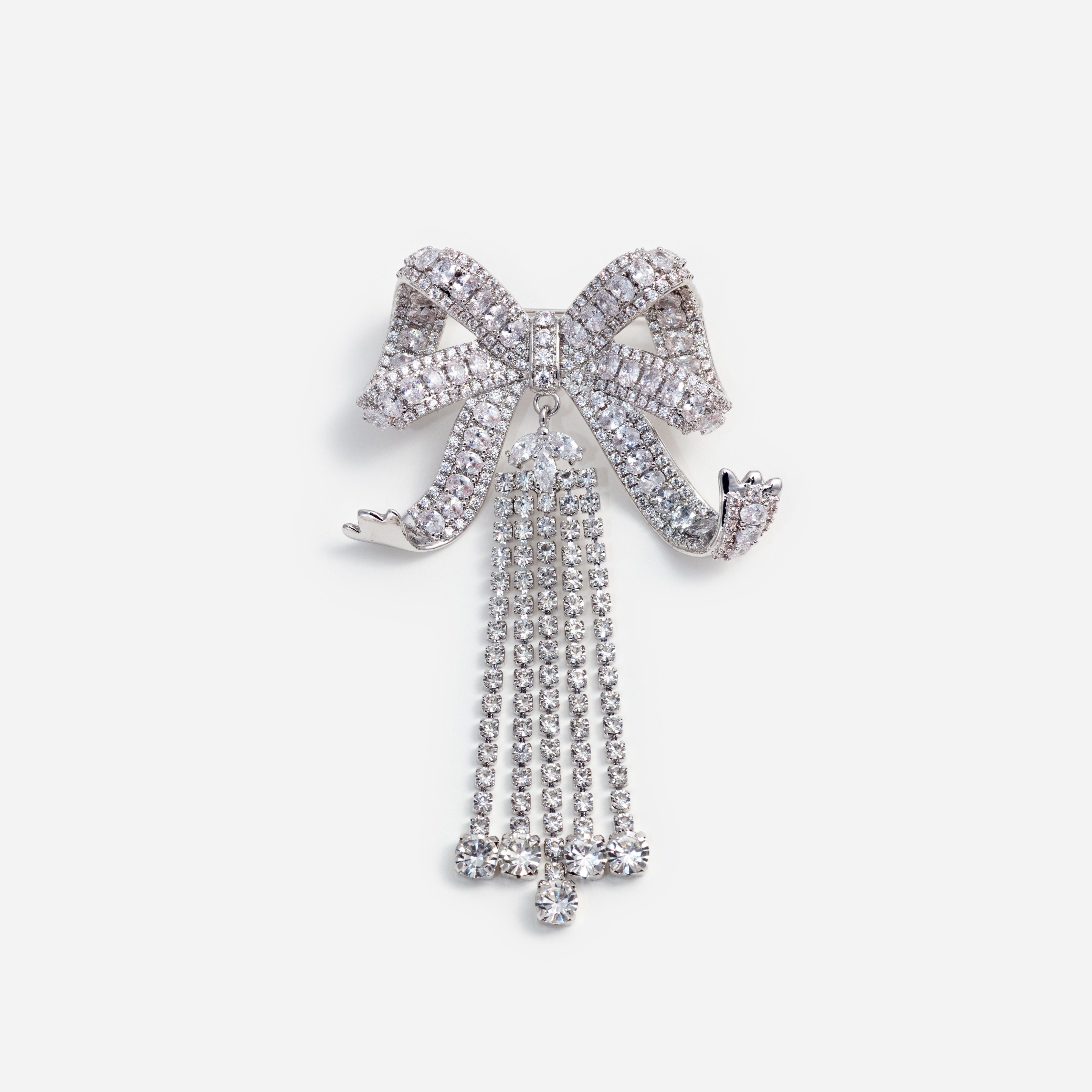 Self Portrait Crystal Bow Droplet Brosche Silber One Size Schleife