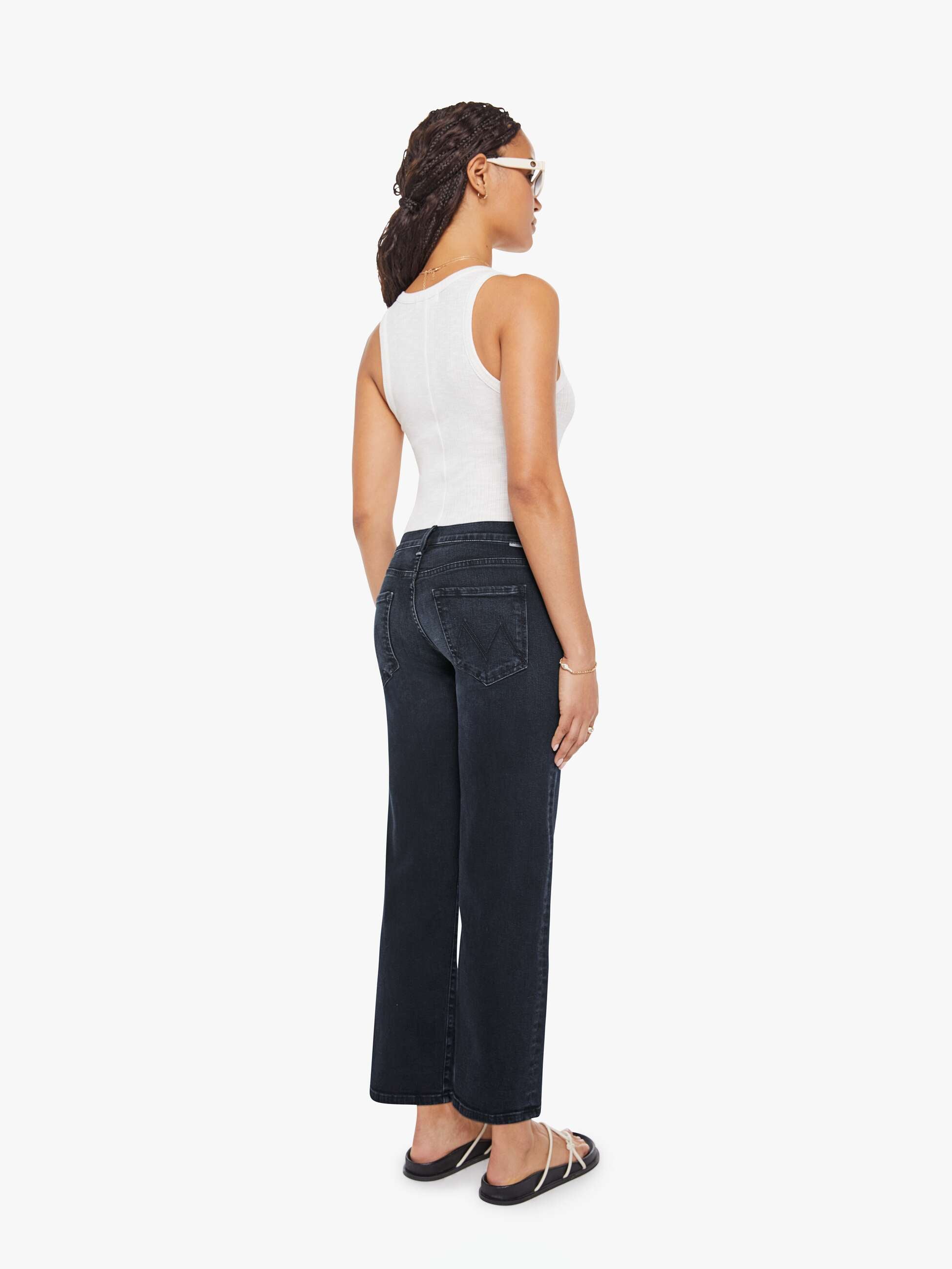 Mother Denim Lil Mid Rise Zip Rambler Jeans Dunkelblau