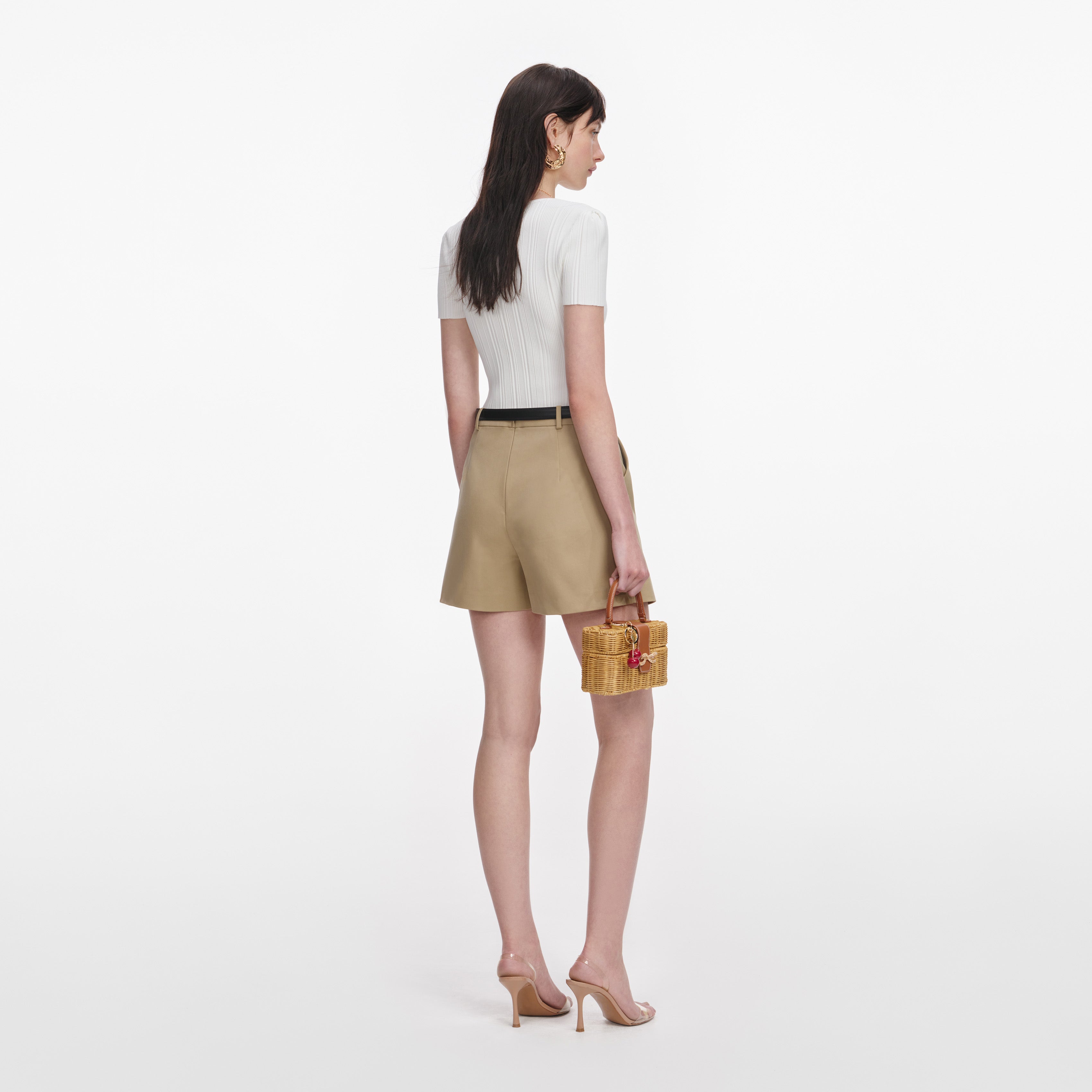 Self Portrait Cotton Skort Beige Baumwolle UK 10