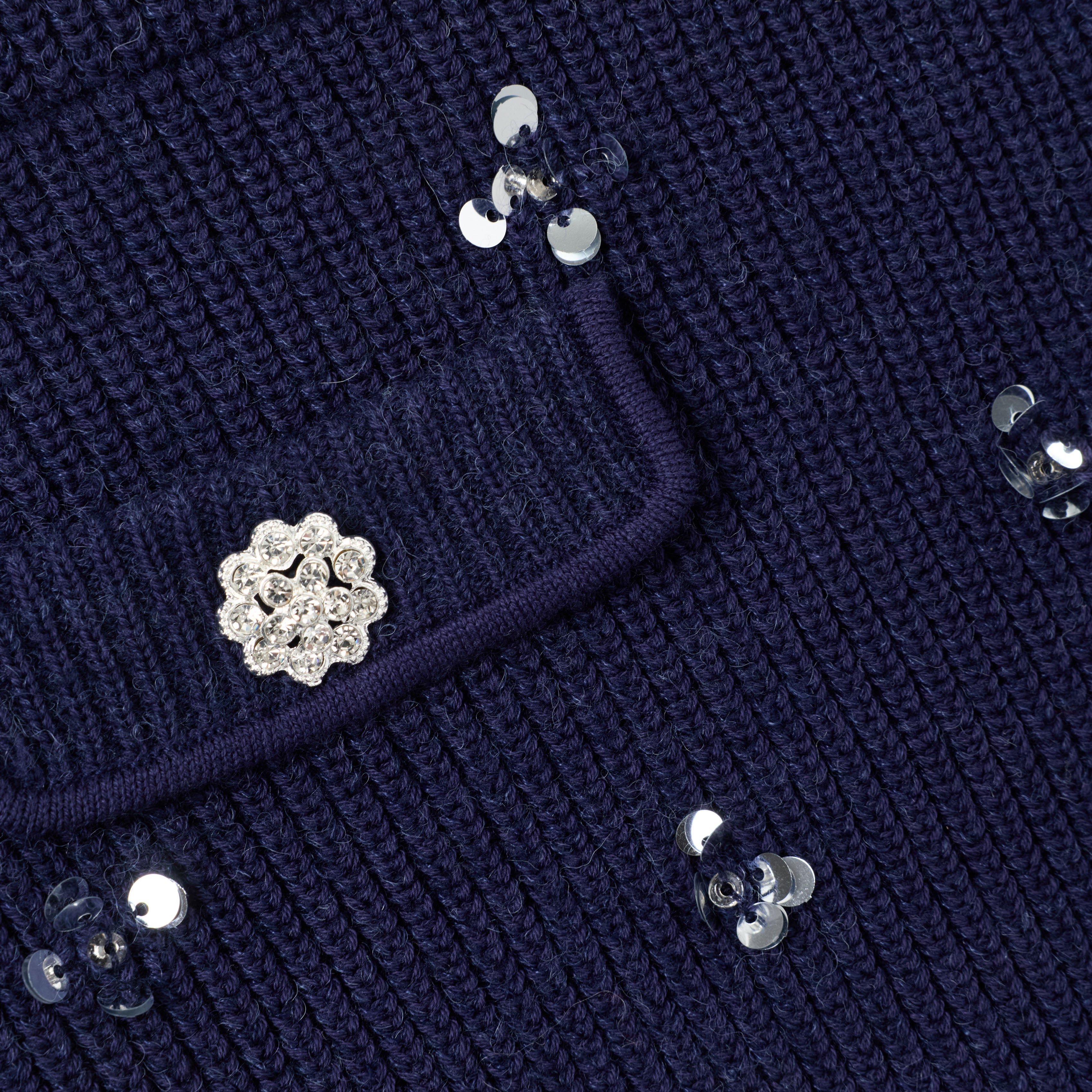 Self Portrait Bottoms Navy Embellished Knit Rock Navy