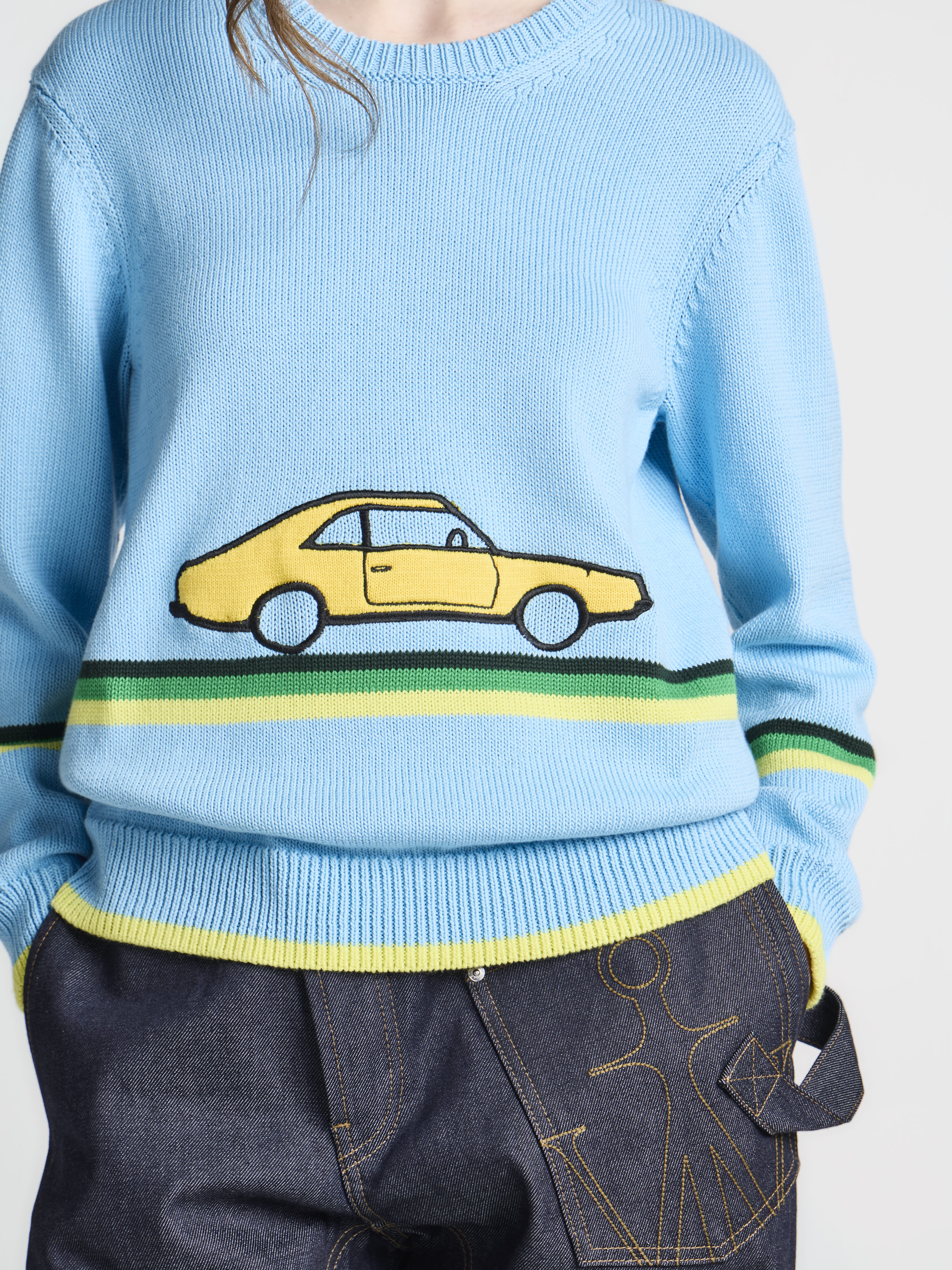 J.W.Anderson Car Jumper Pullover sky blue Baumwolle Stickerei